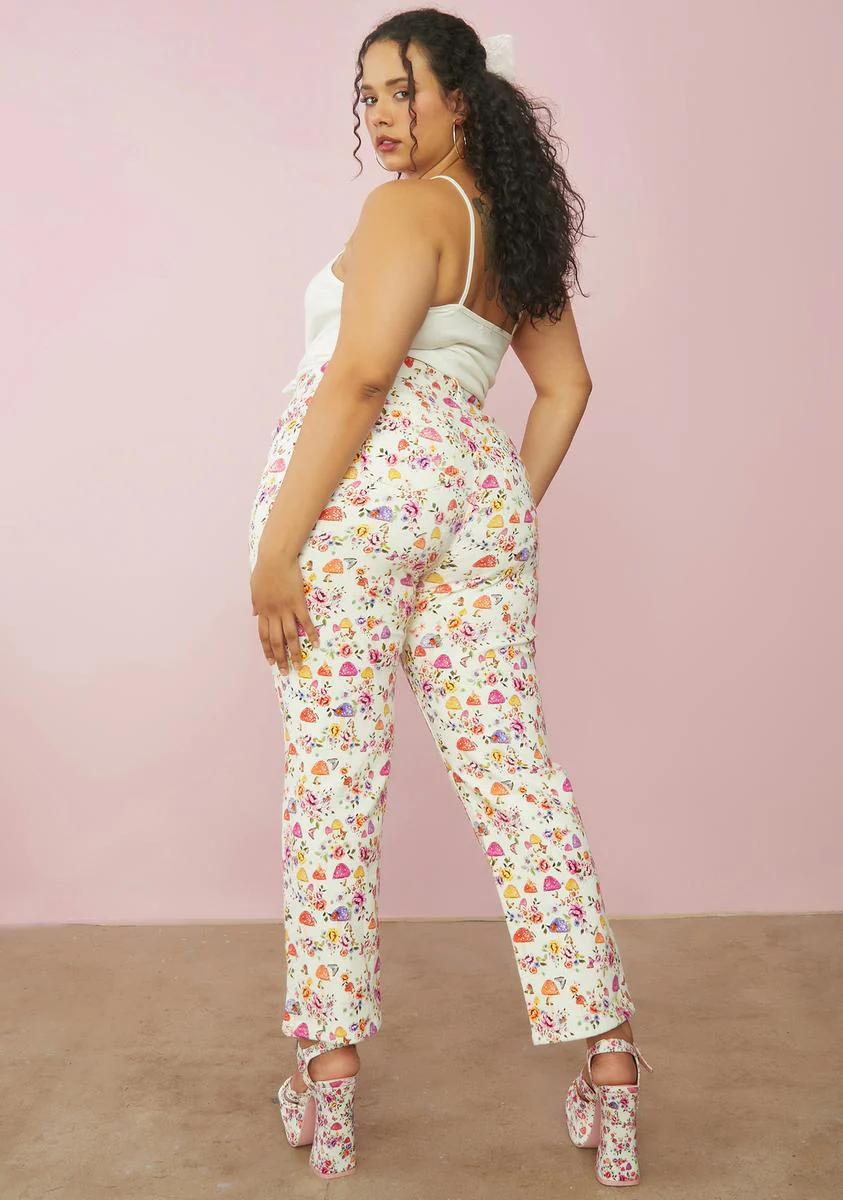 Always On A Whim Mushroom Print Jeans - Image 4