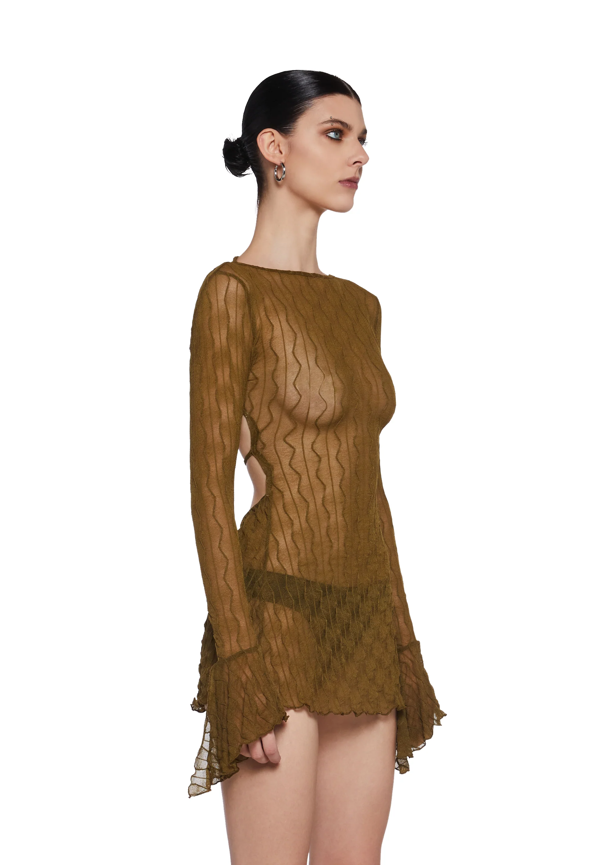 Analog Love Open Back Dress - Olive - Image 3