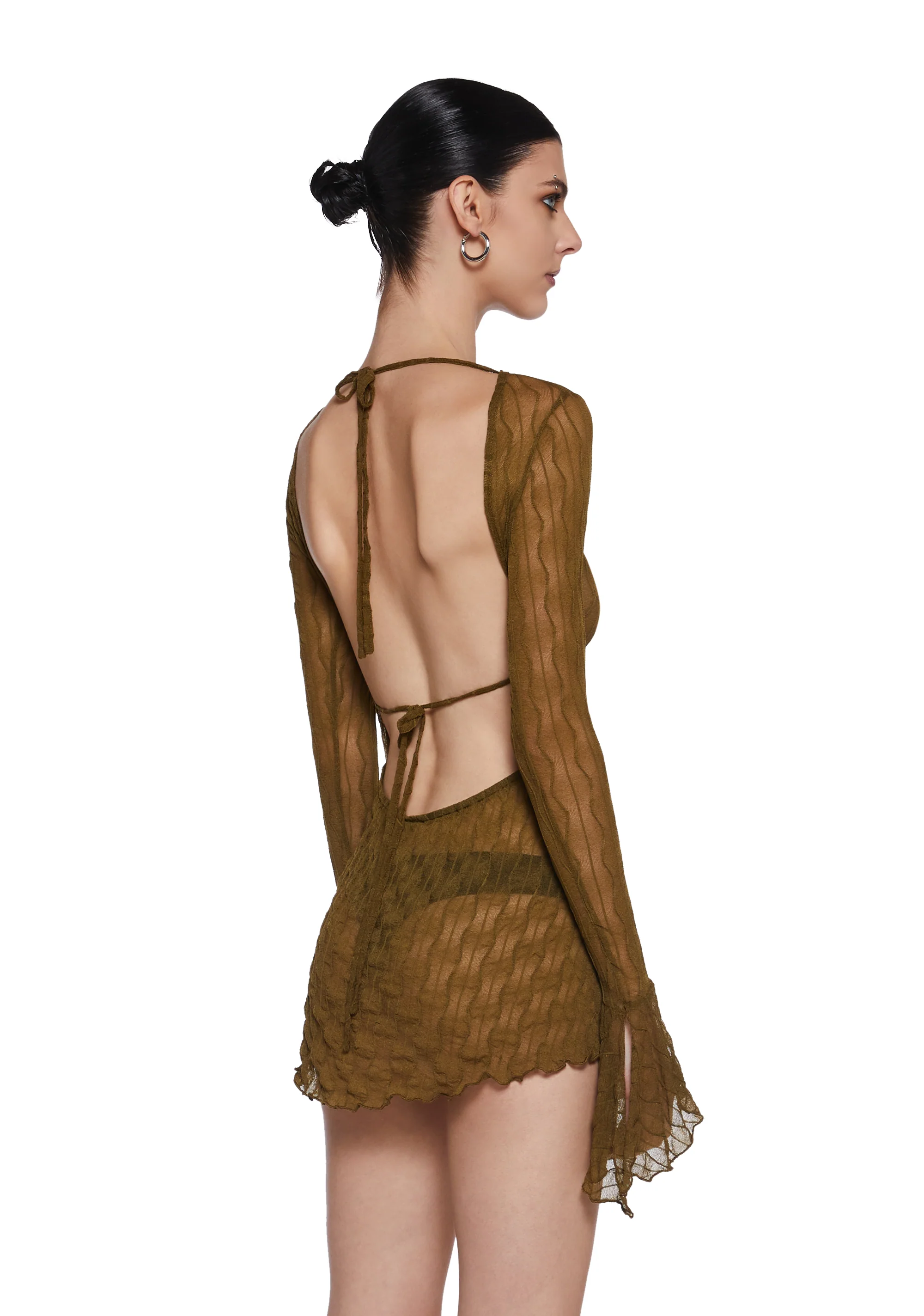 Analog Love Open Back Dress - Olive - Image 4