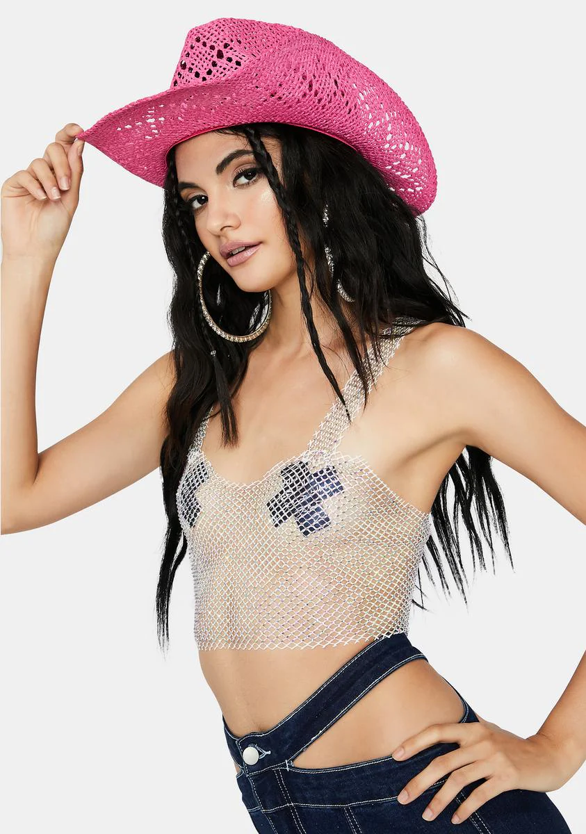 Angel All Bawdy Rhinestone Mesh Crop Top - Image 2
