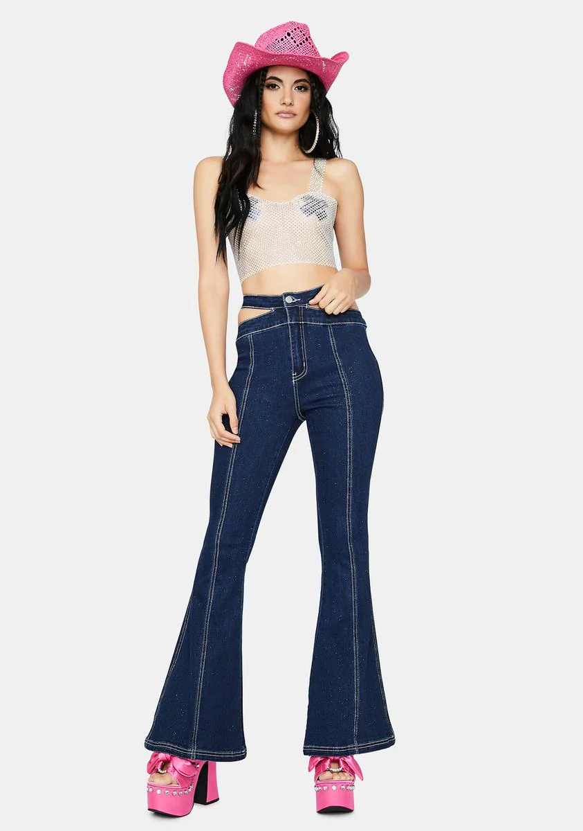 Angel All Bawdy Rhinestone Mesh Crop Top - Image 3