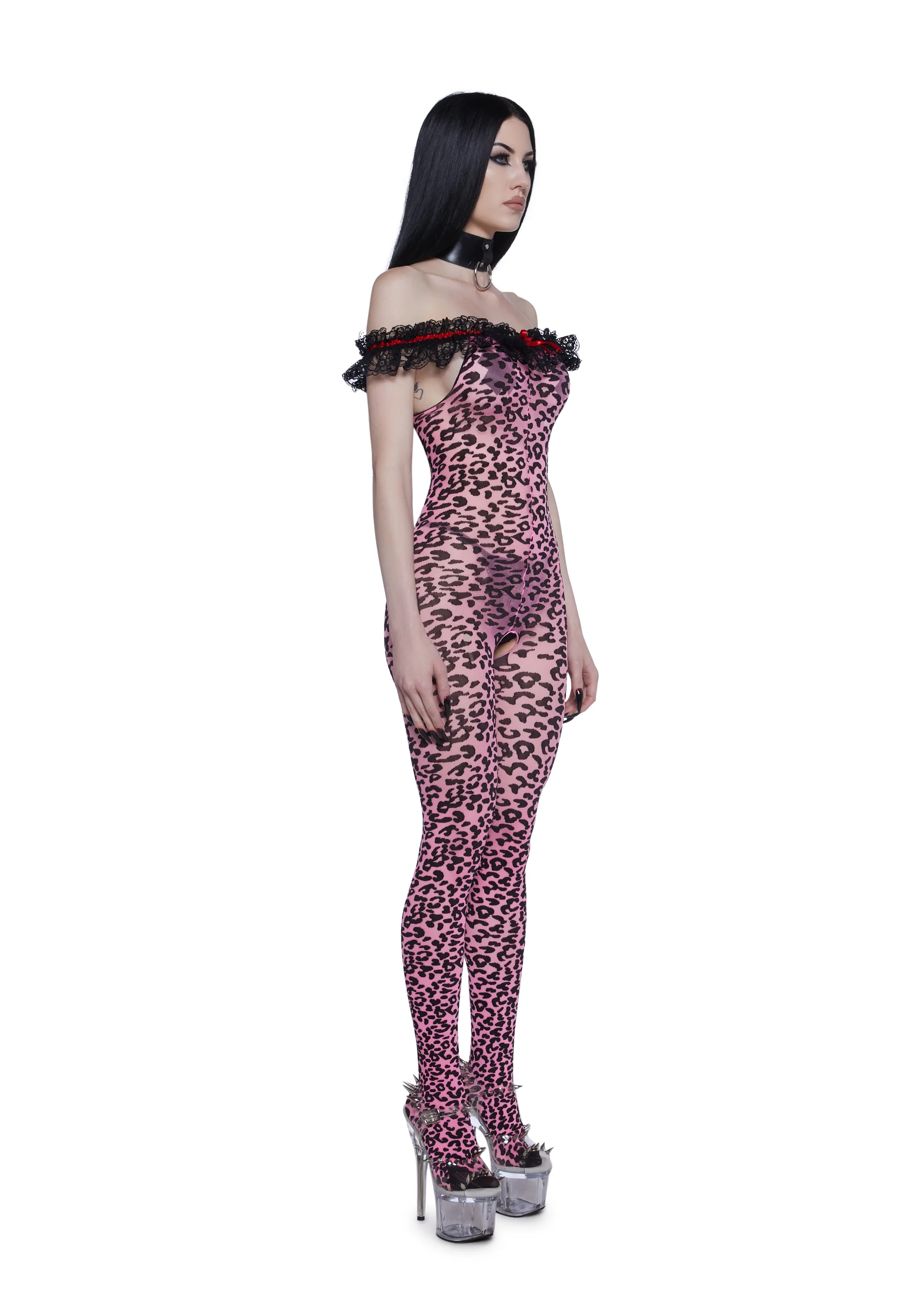 Animal Instincts Leopard Print Body Stocking - Image 3