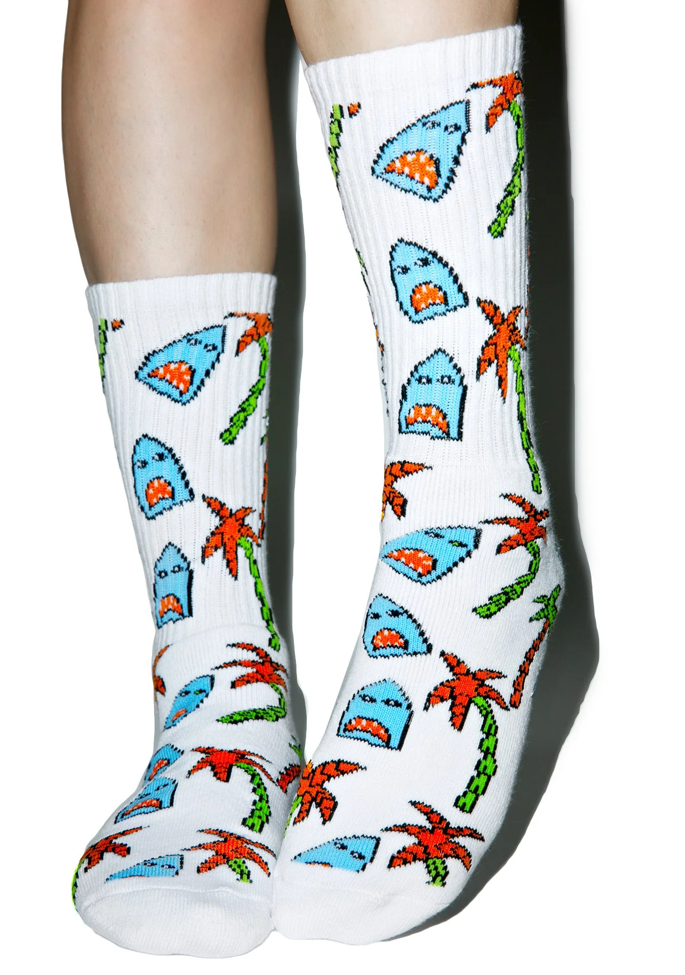 Anne Freeman Shark Attack Crew Socks - White - Image 10