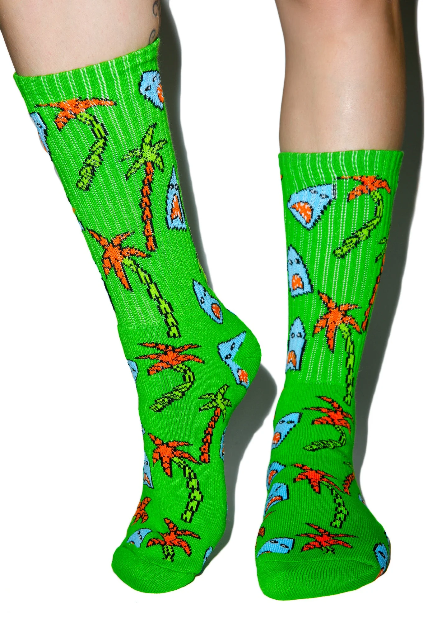 Anne Freeman Shark Attack Crew Socks - White - Image 9