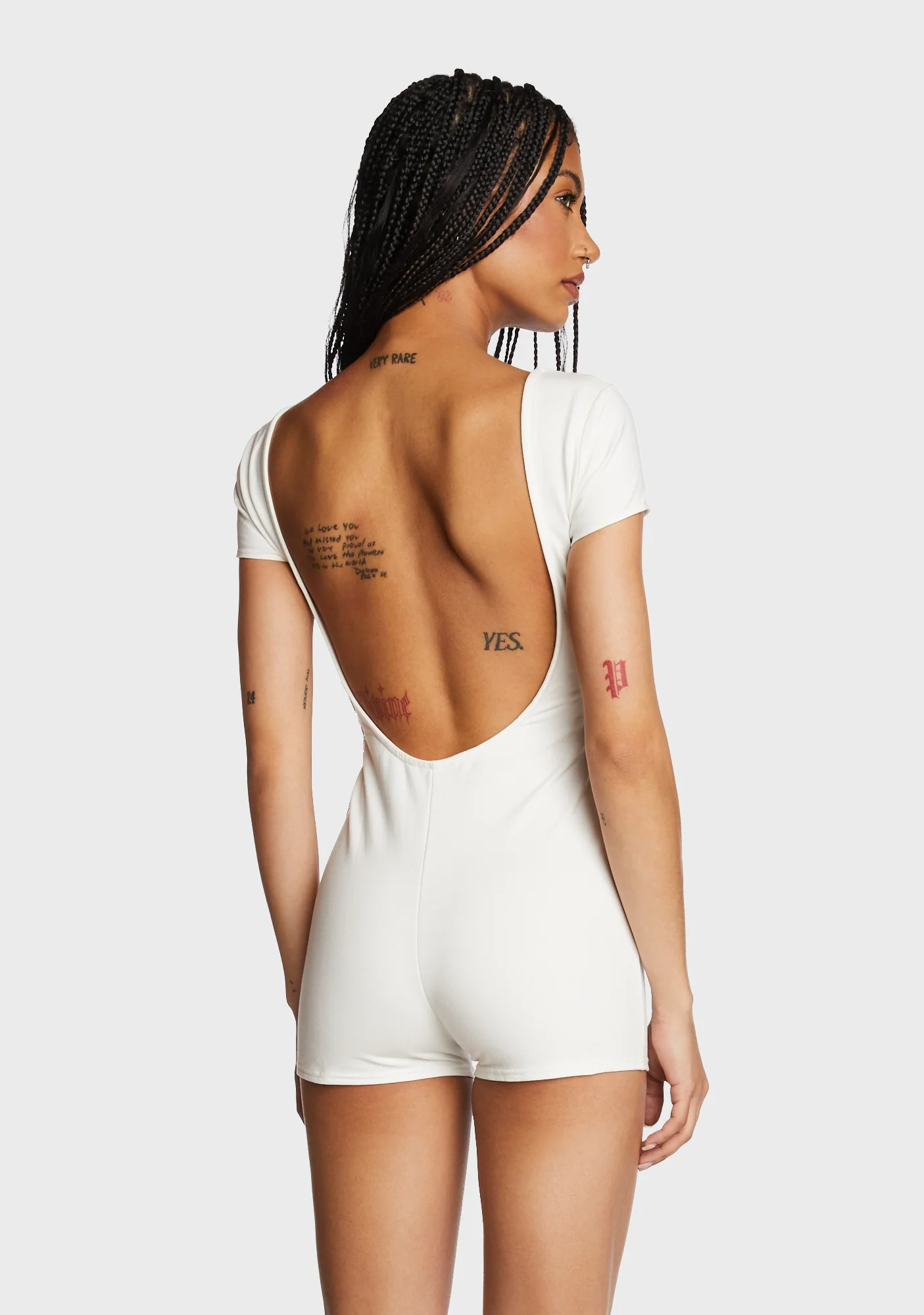 Annika Scoop Neck Ribbed Romper - White - Image 5
