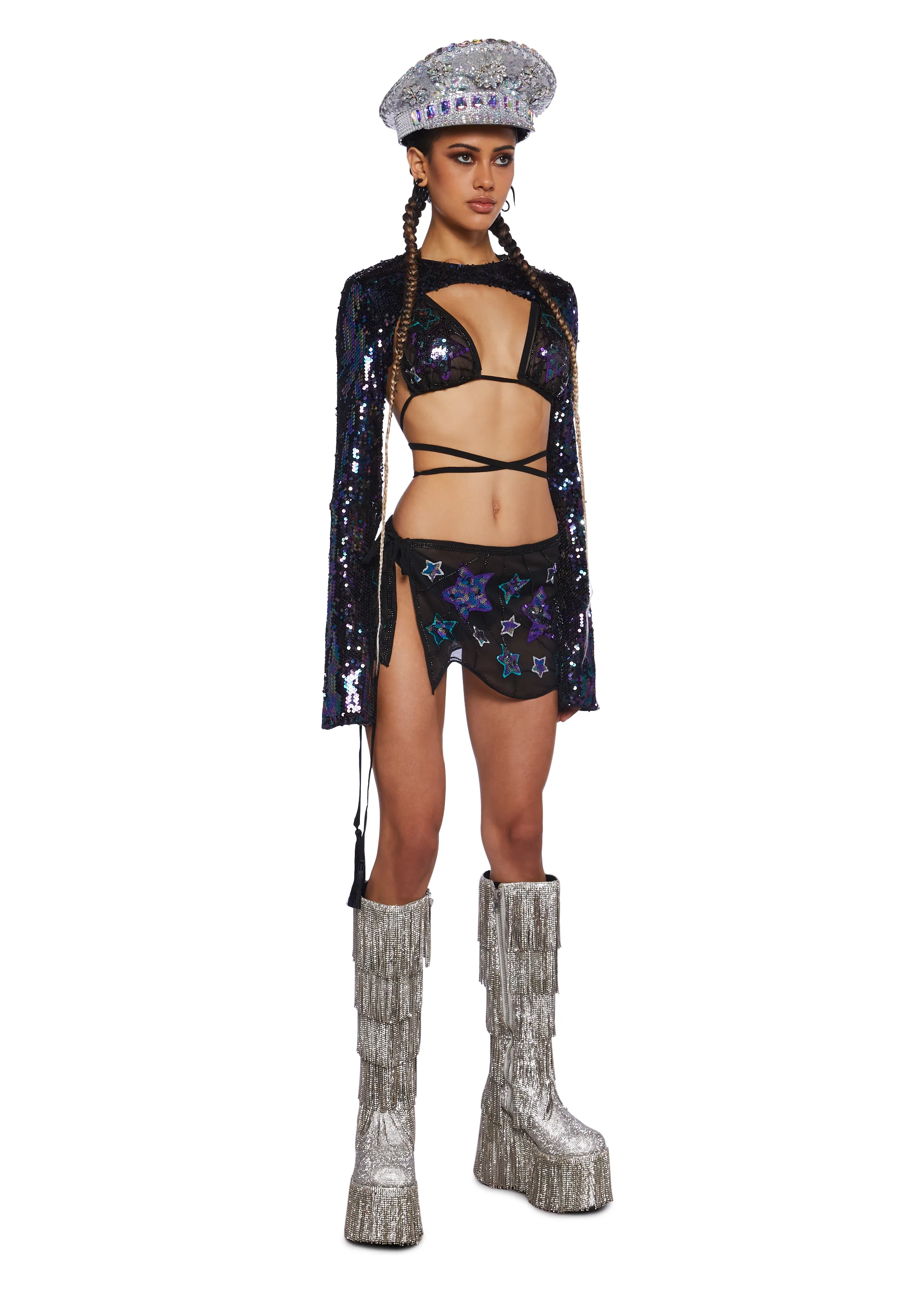 Apocalyptic Rodeo Sequin Shrug - Black - Image 2