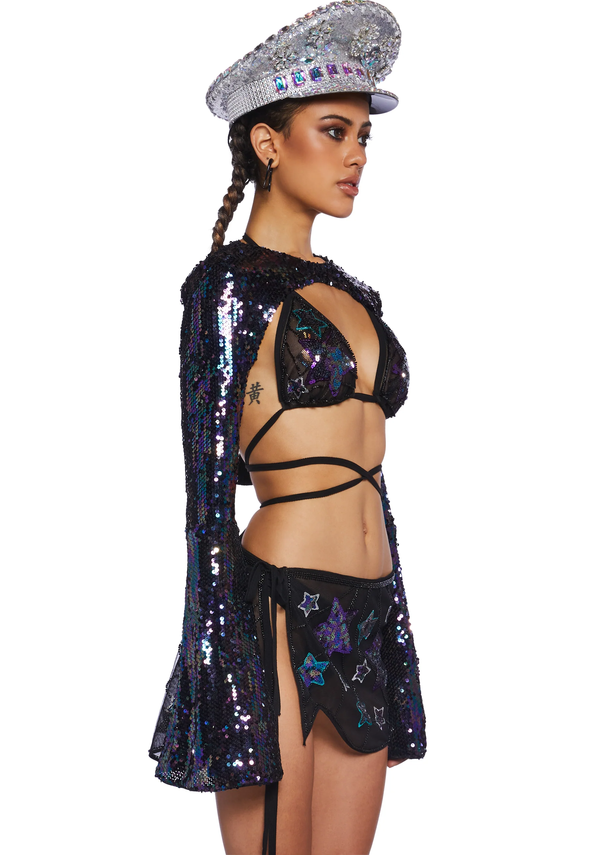 Apocalyptic Rodeo Sequin Shrug - Black - Image 3