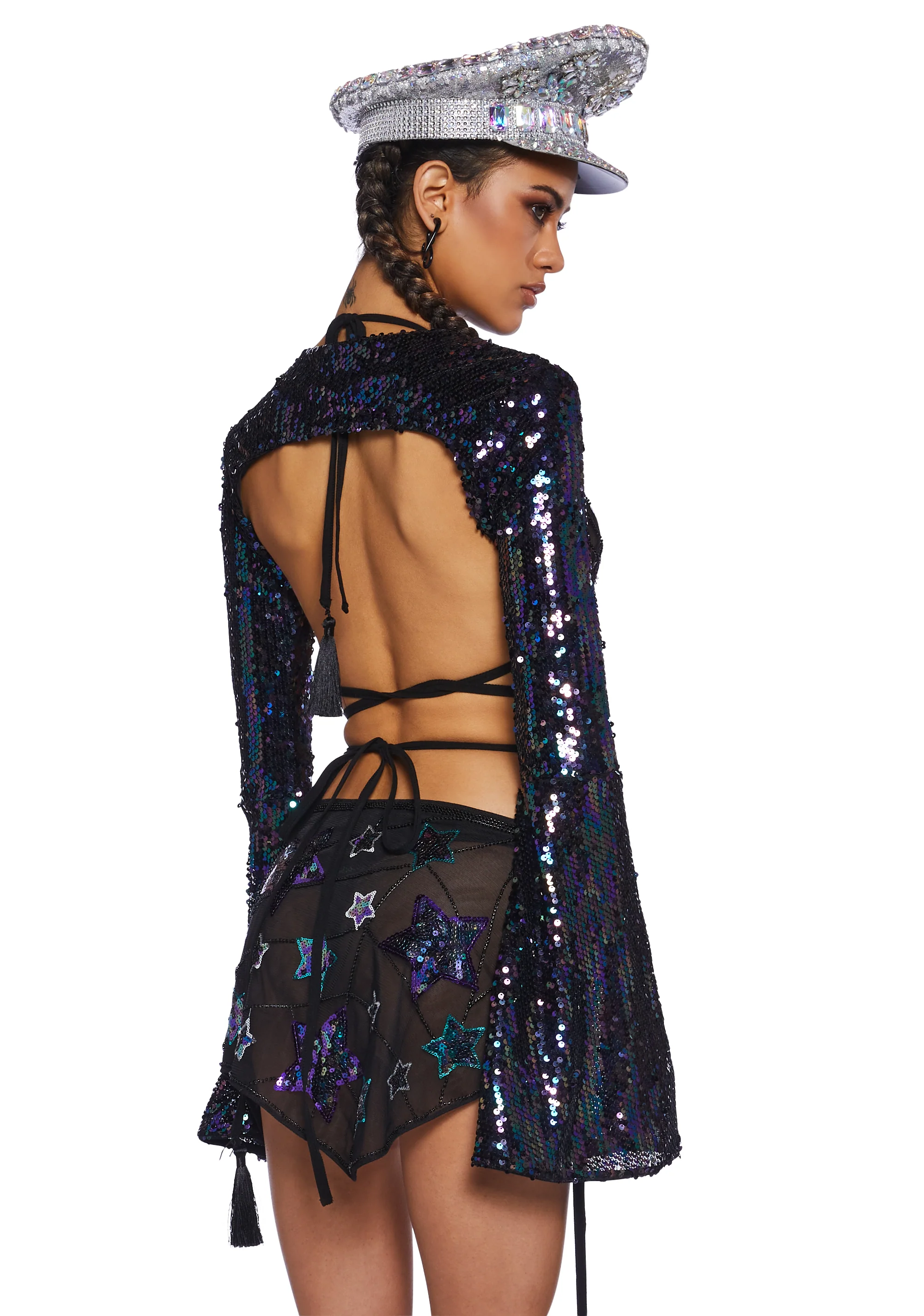 Apocalyptic Rodeo Sequin Shrug - Black - Image 4