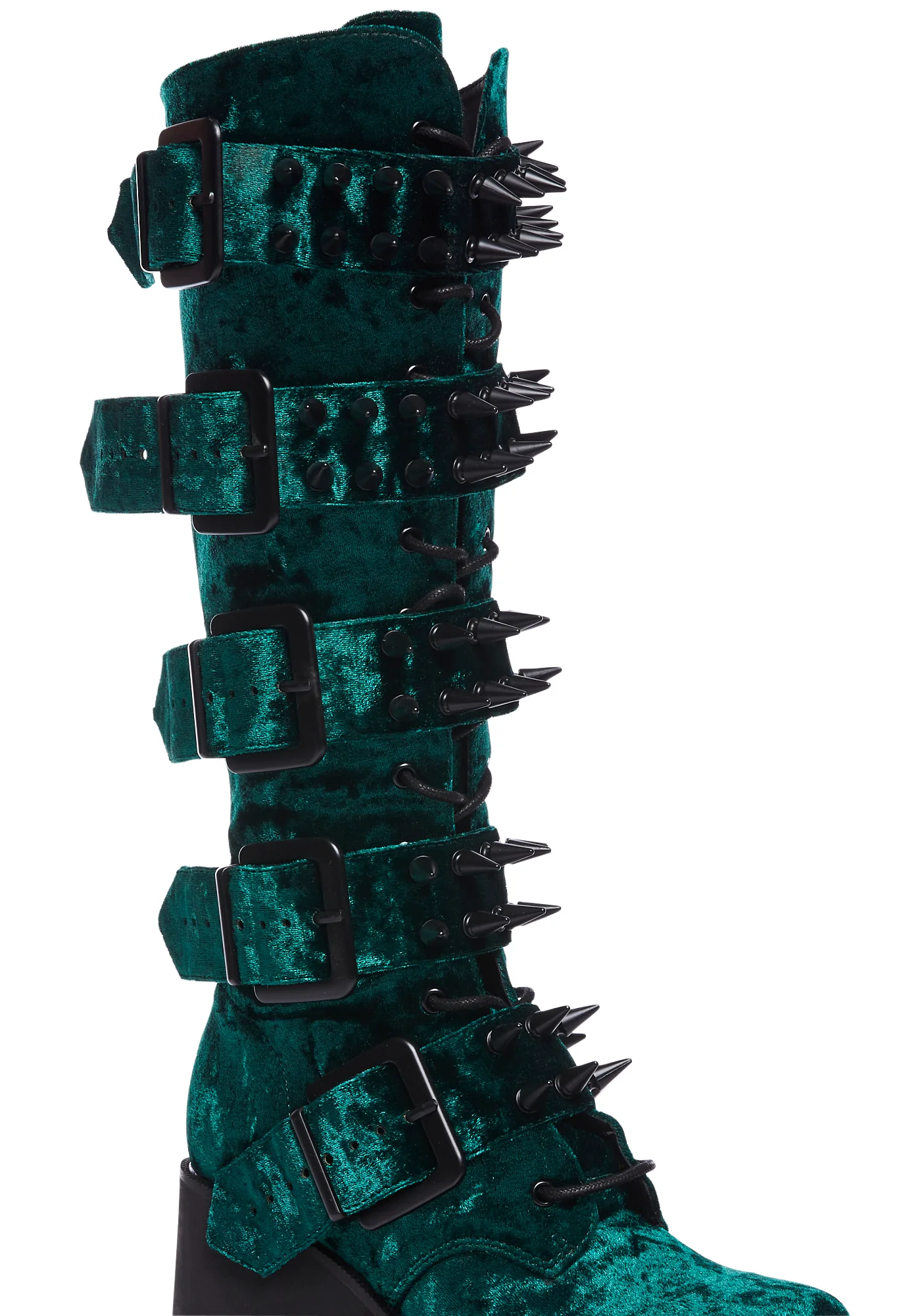Appetite For Destruction Platform Boots - Green Velvet - Image 2