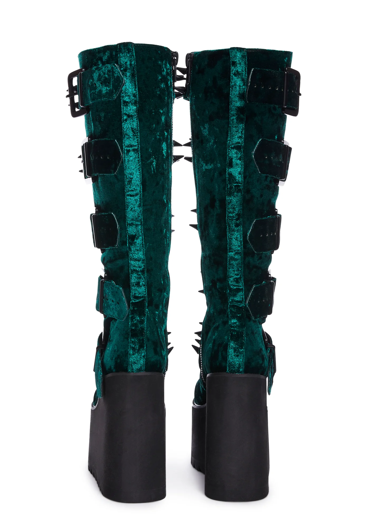 Appetite For Destruction Platform Boots - Green Velvet - Image 4