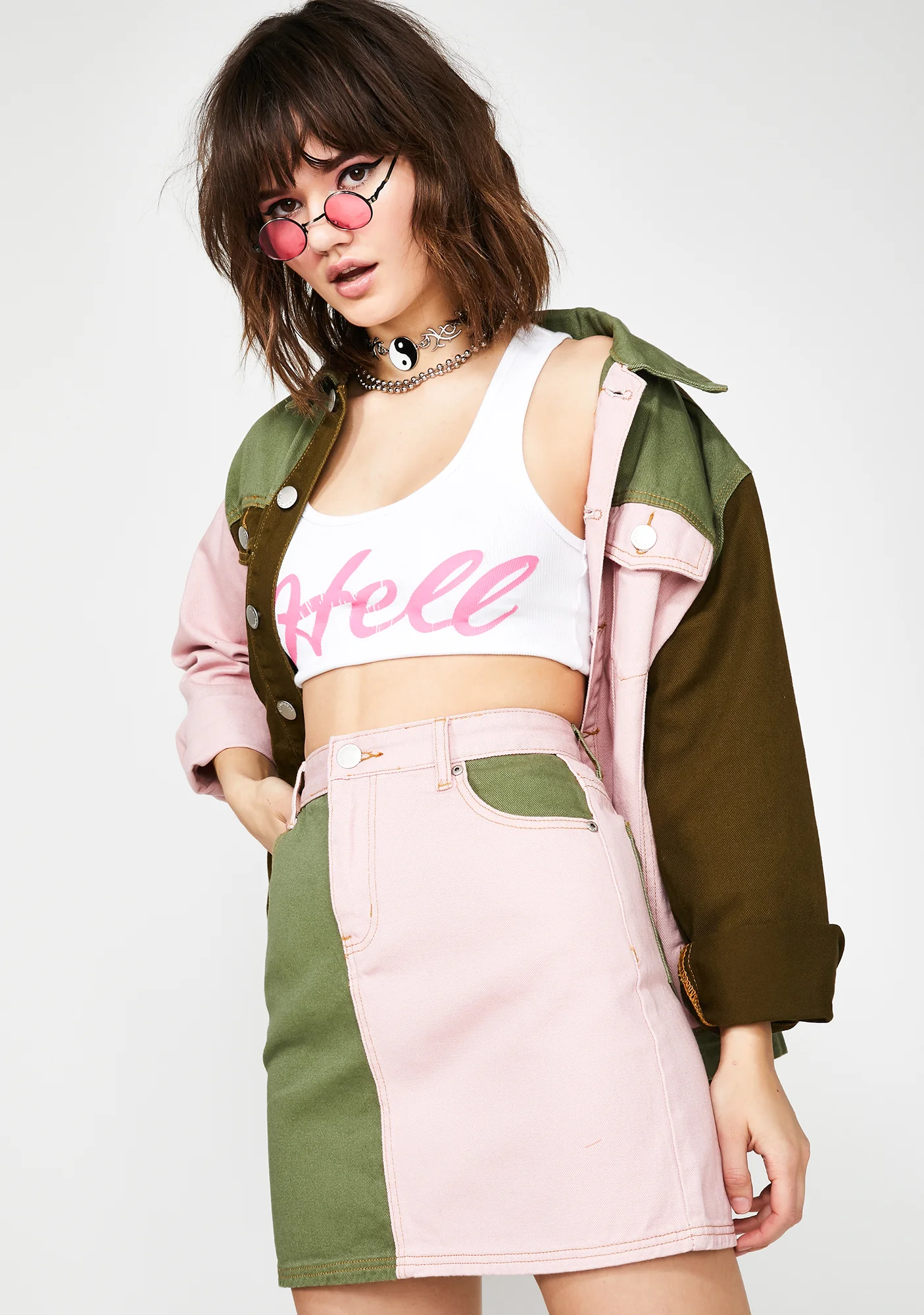 Army Chic Denim Skirt - Image 2
