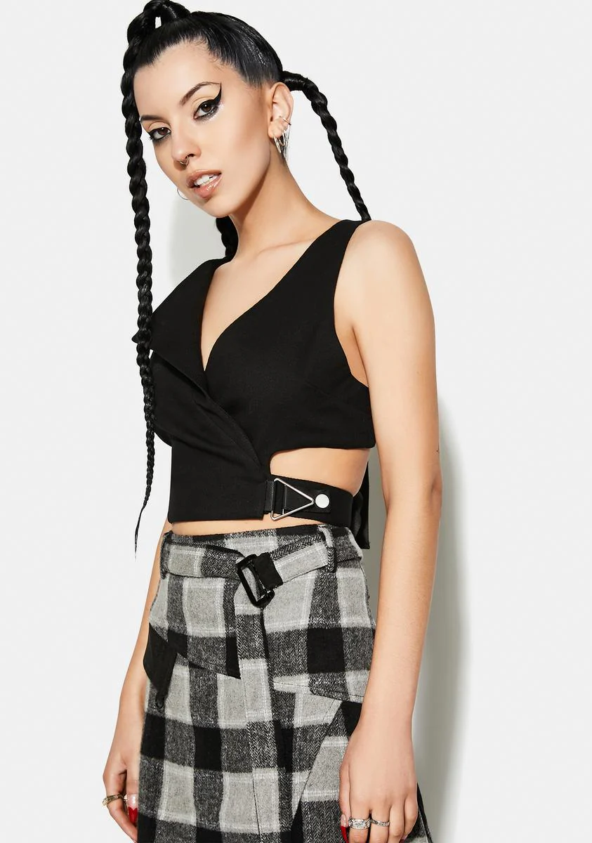 Asymmetric Lapel Short Waistcoat - Image 2