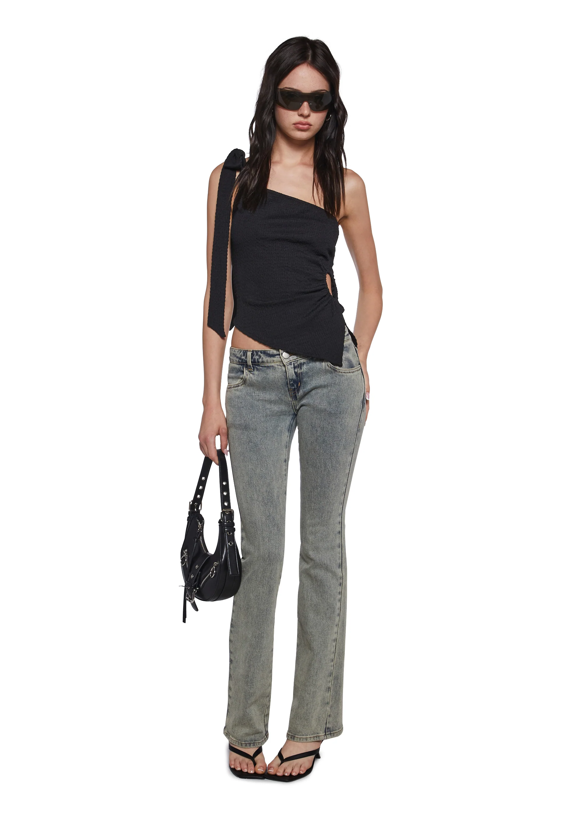 Dream Girl Asymmetrical Top - Black - Image 2