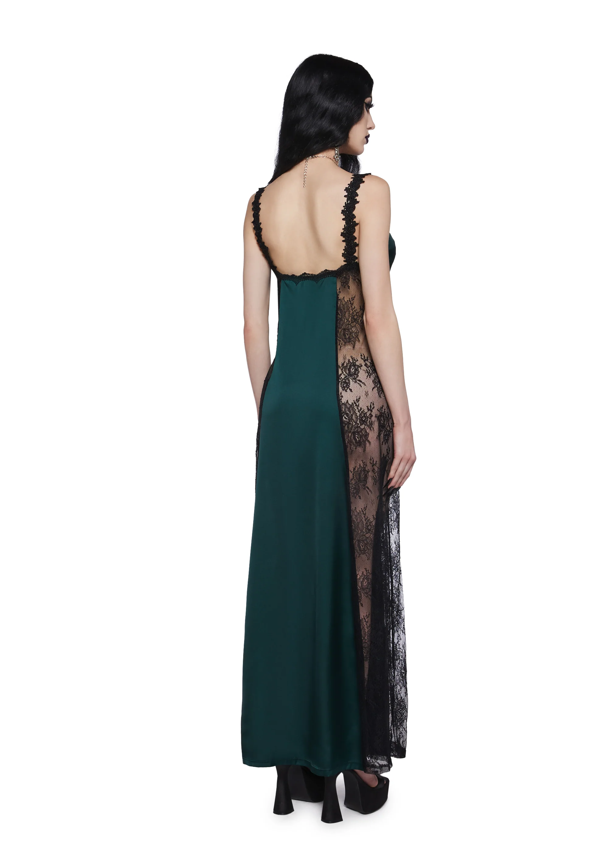 Night Surrender Maxi Slip Dress - Green - Image 4