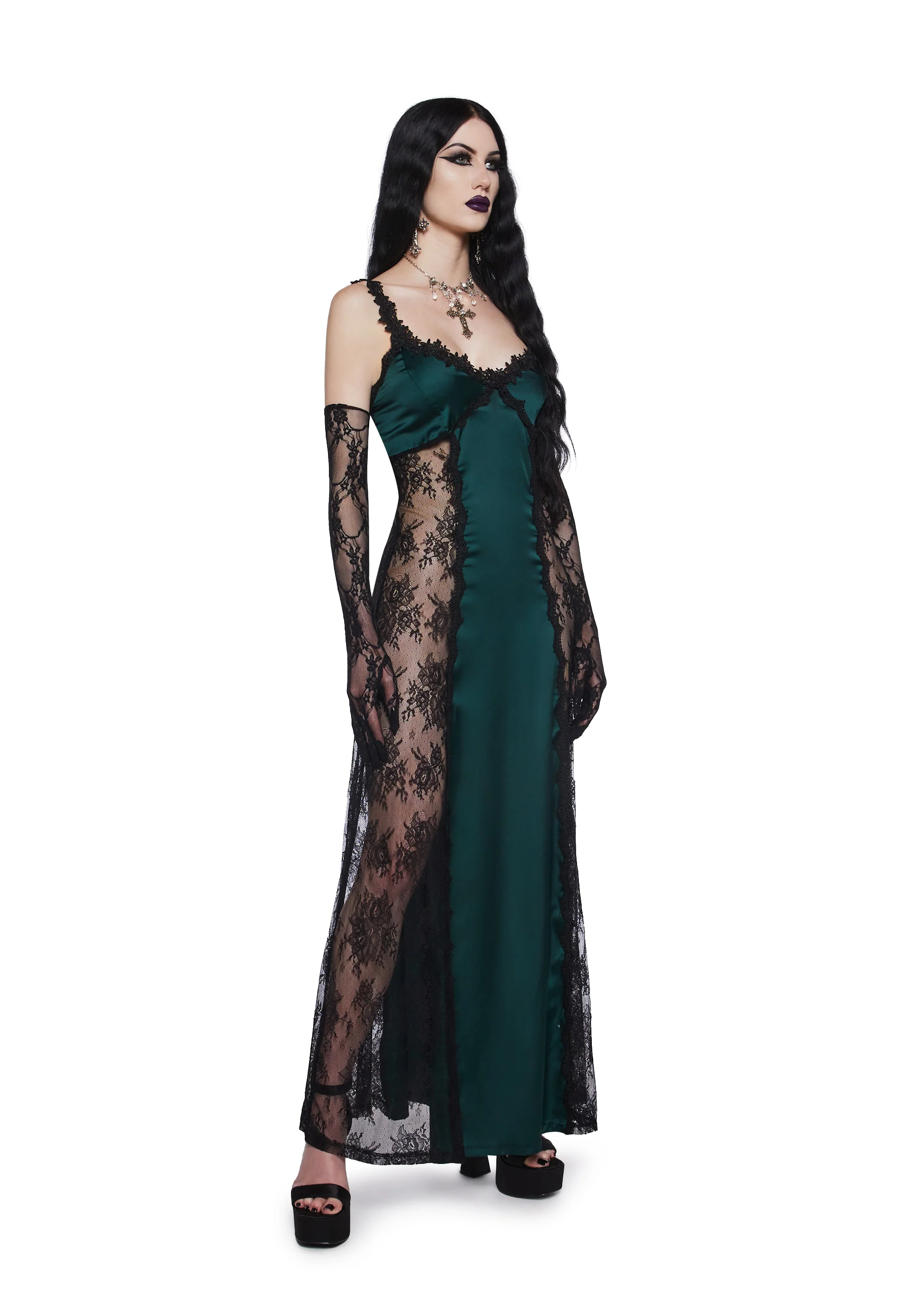 Night Surrender Maxi Slip Dress - Green - Image 5