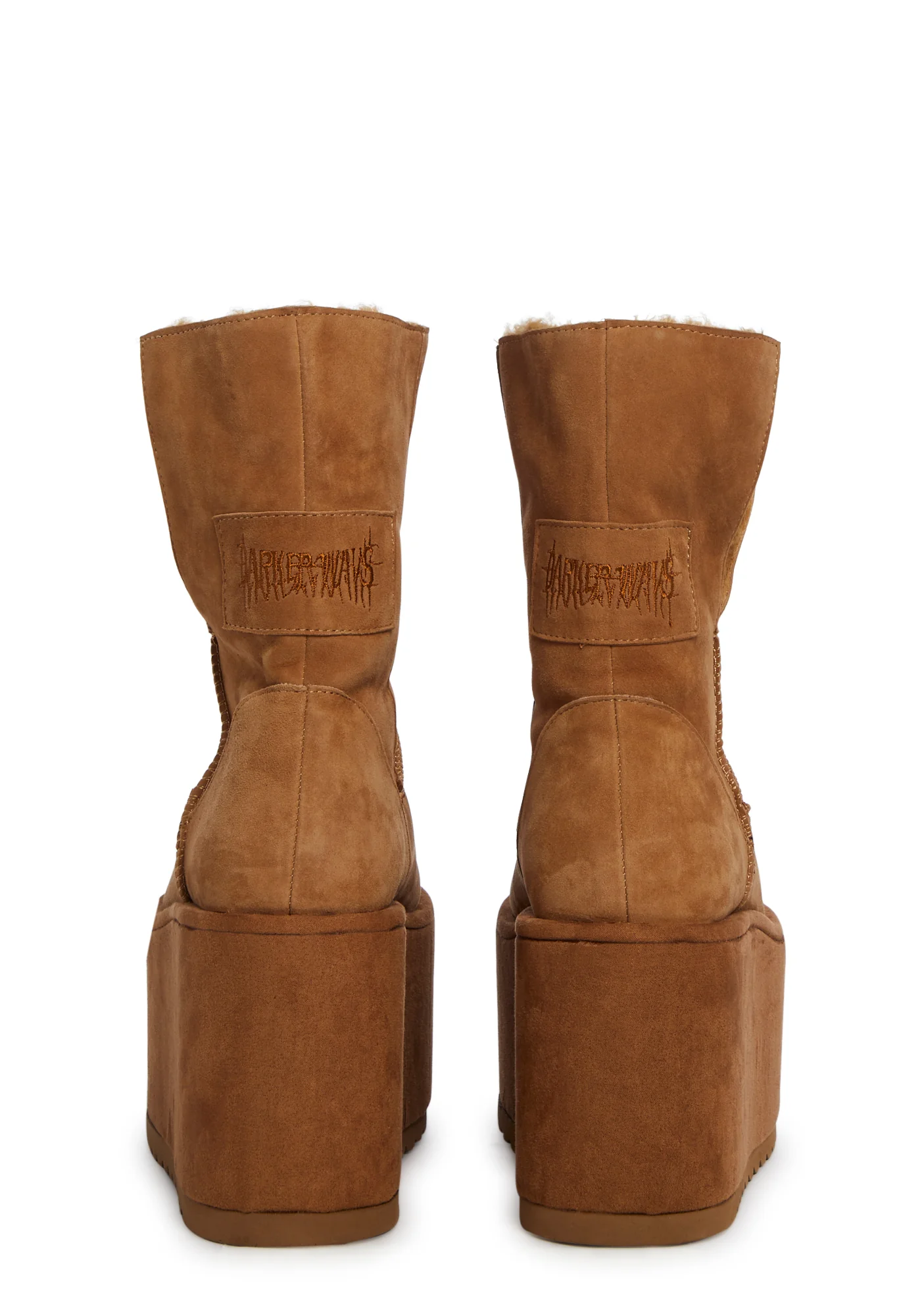 Atmosphere Fleece Lined Suede Platform Boots - Brown - Image 4