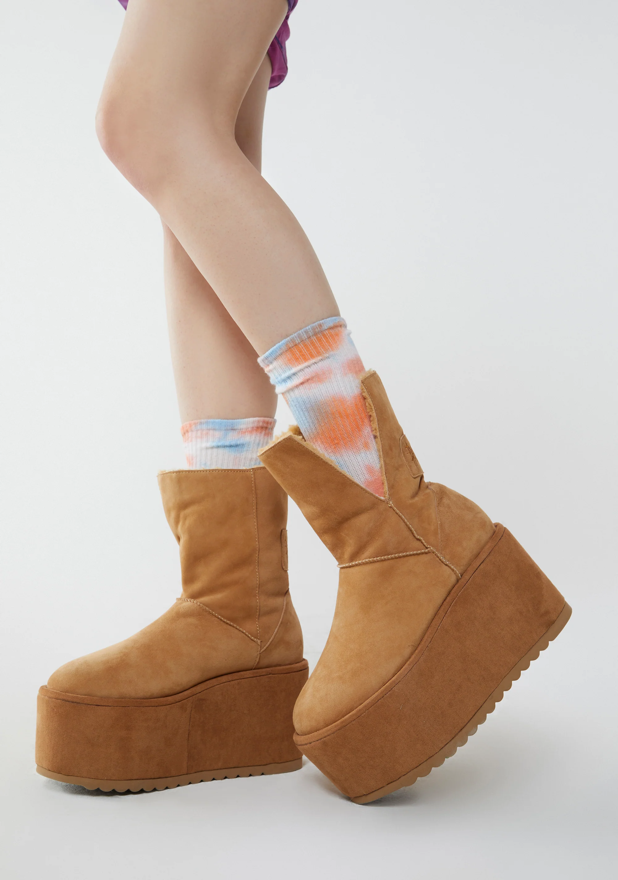 Atmosphere Fleece Lined Suede Platform Boots - Brown - Image 6