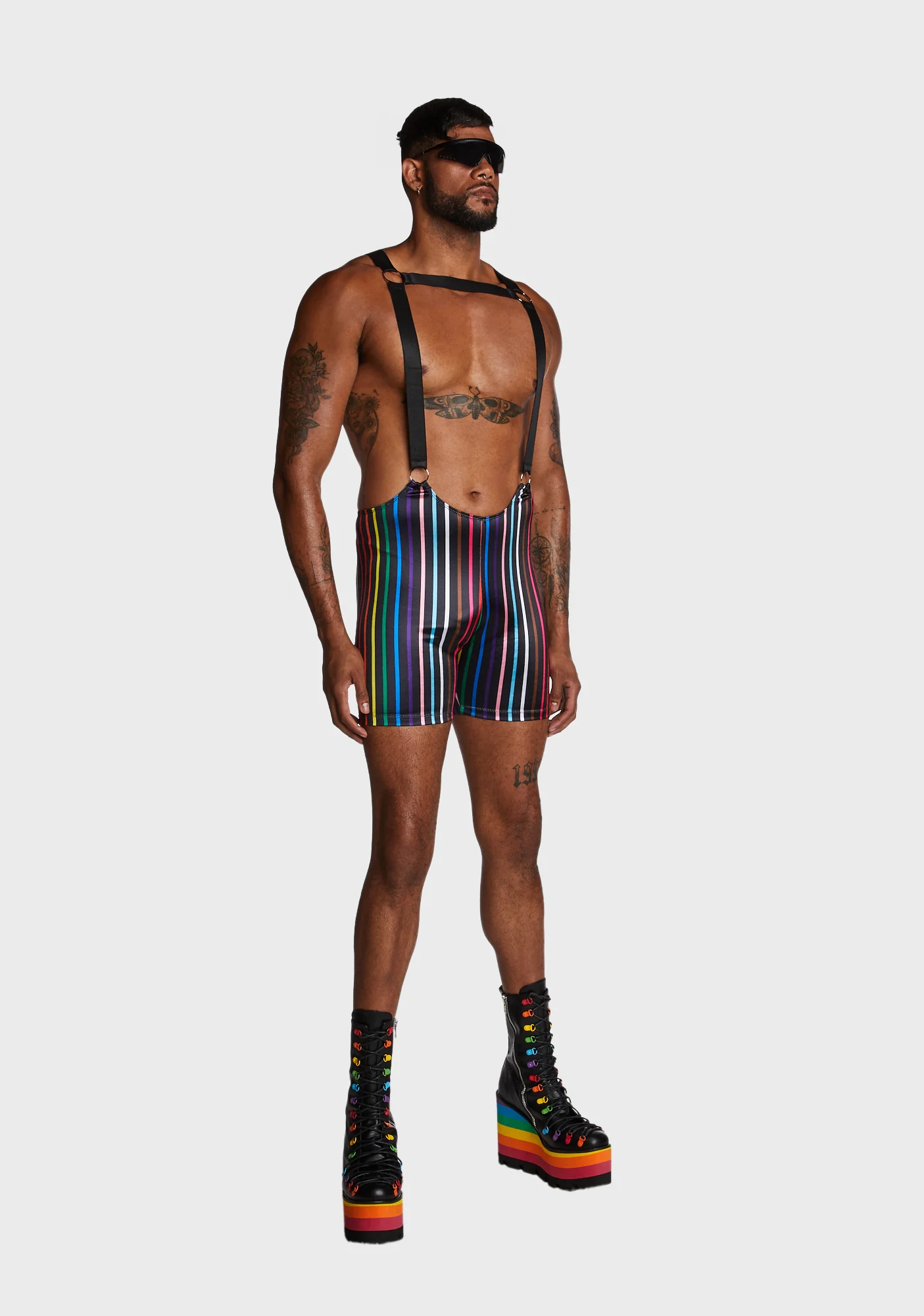 Atomic Bliss Harness Romper - Black/Rainbow - Image 5