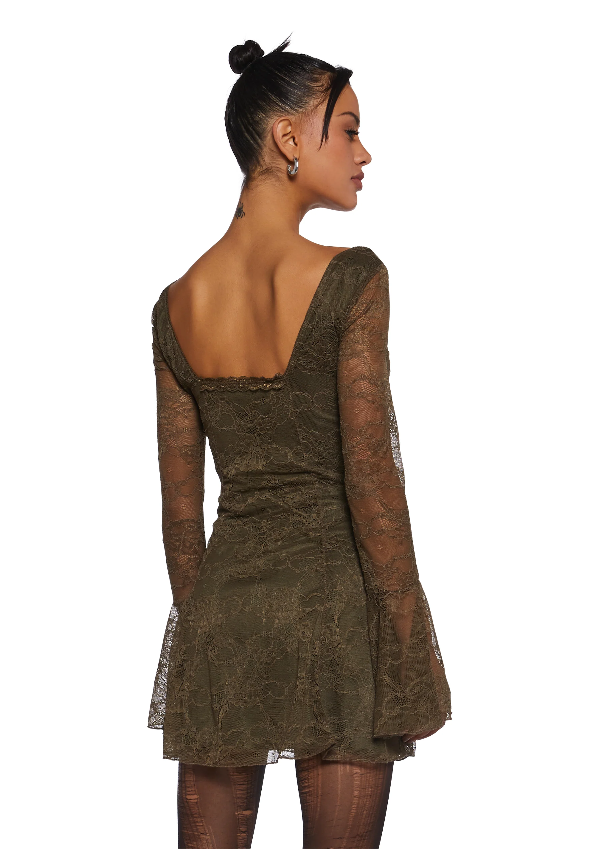 Aura Points Lace Mini Dress - Green - Image 5