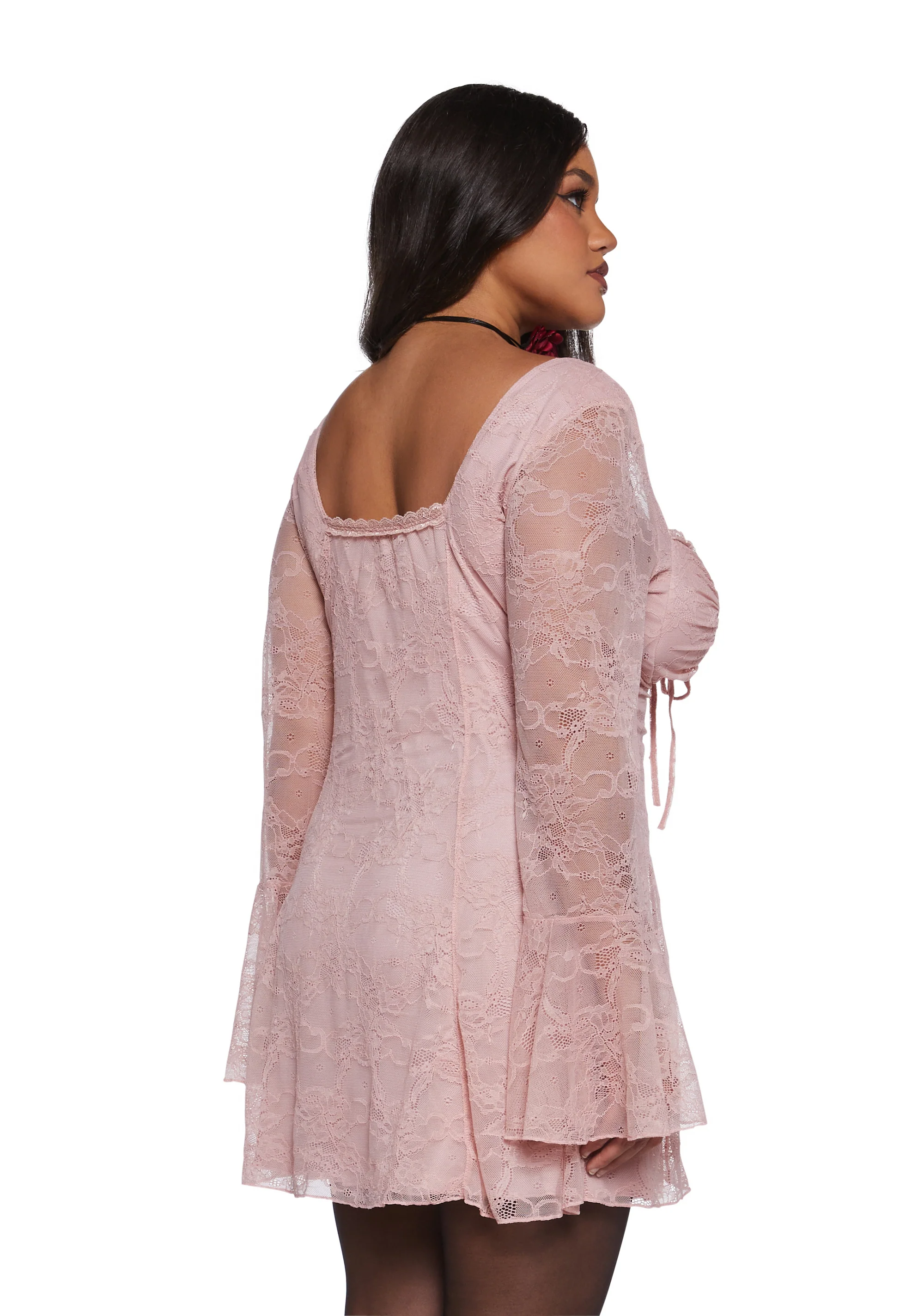 Aura Points Lace Mini Dress - Pink - Image 10