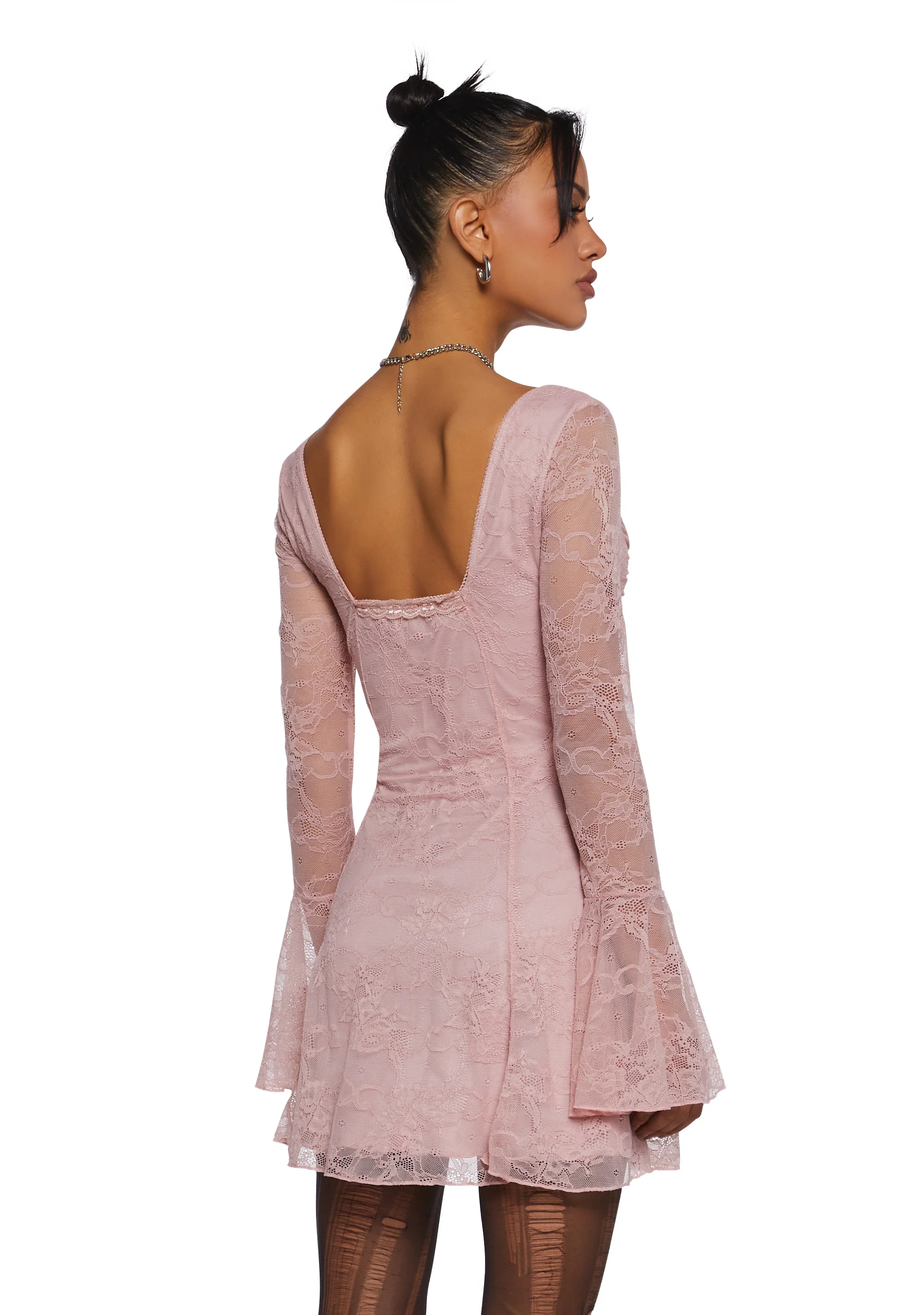 Aura Points Lace Mini Dress - Pink - Image 5