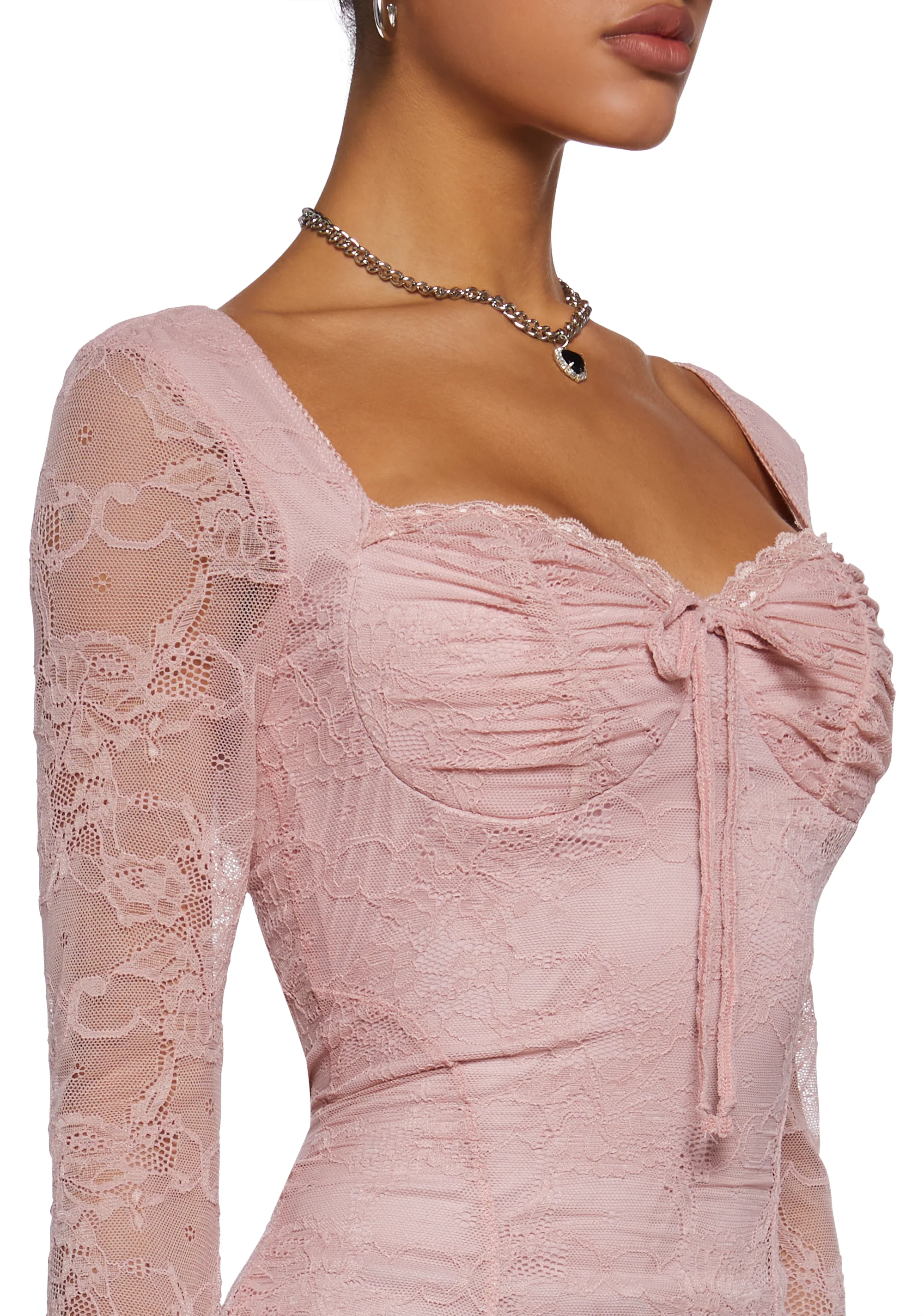 Aura Points Lace Mini Dress - Pink - Image 6