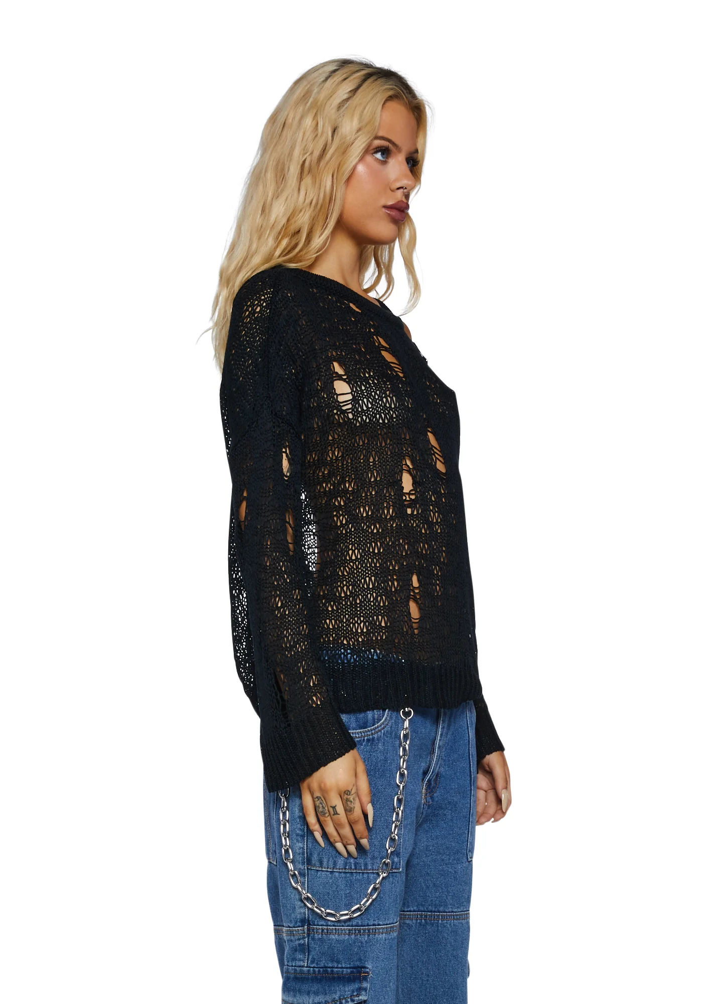 Avril Distressed Knit Sweater - Image 3