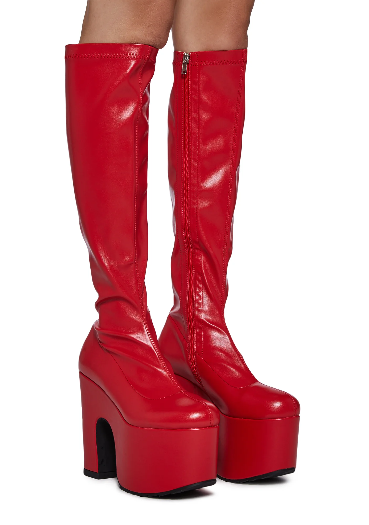 Awkward Knee High Boots - Red - Image 3