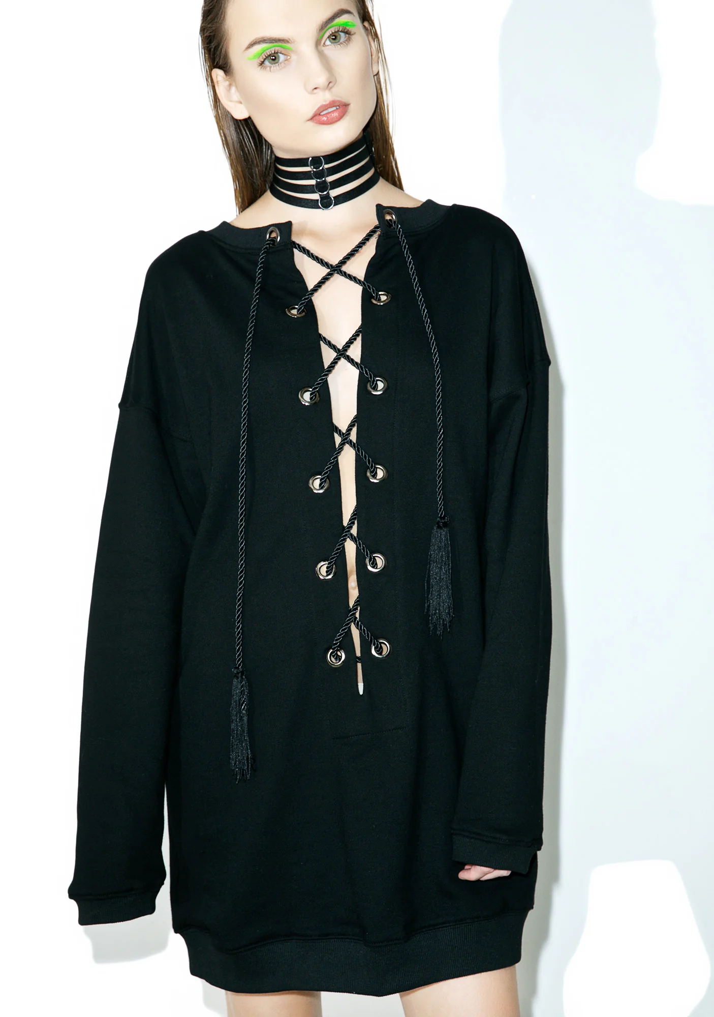 Azalea Lace-Up Sweater Dress - Image 3