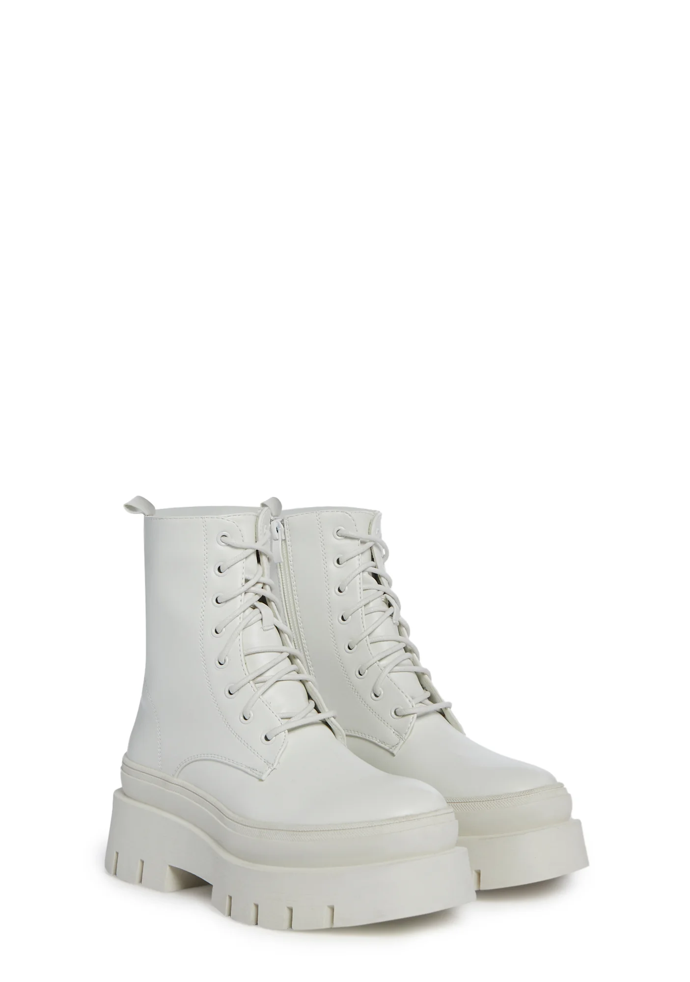 Back N’ Forth Combat Boots- White - Image 3