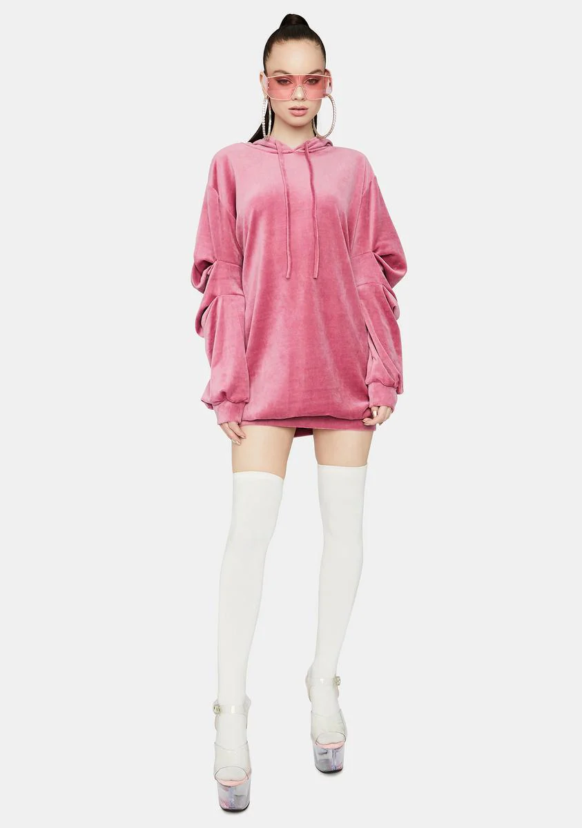 Back To Basics Velour Hoodie Dress - Image 3