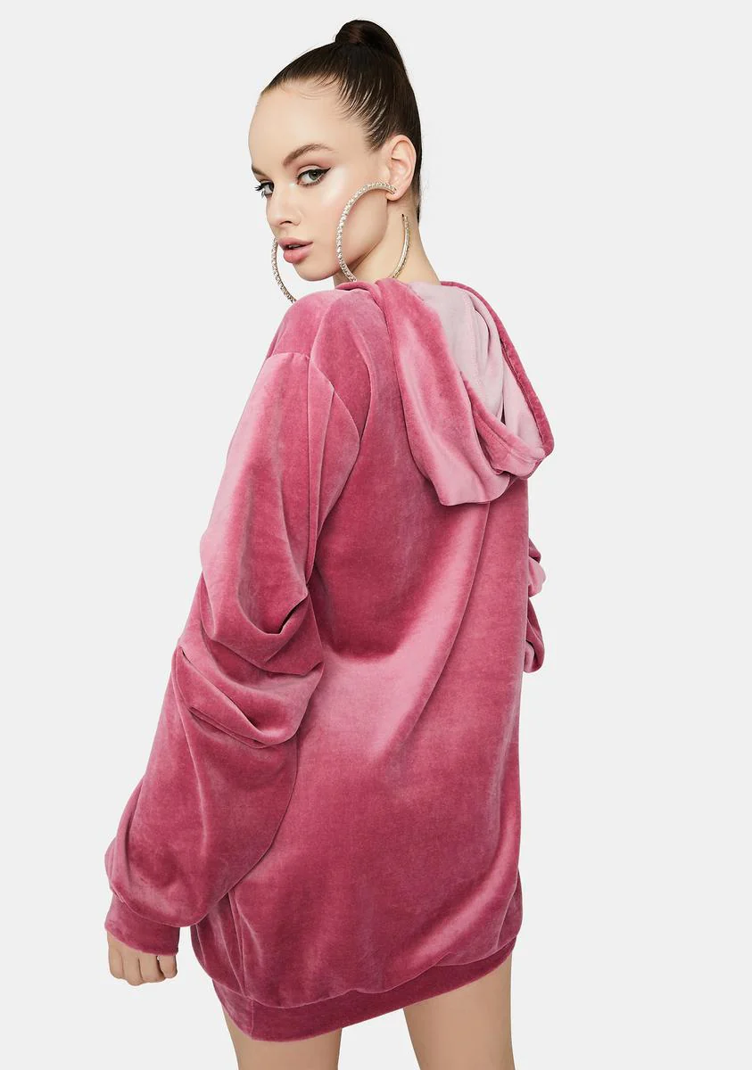 Back To Basics Velour Hoodie Dress - Image 4