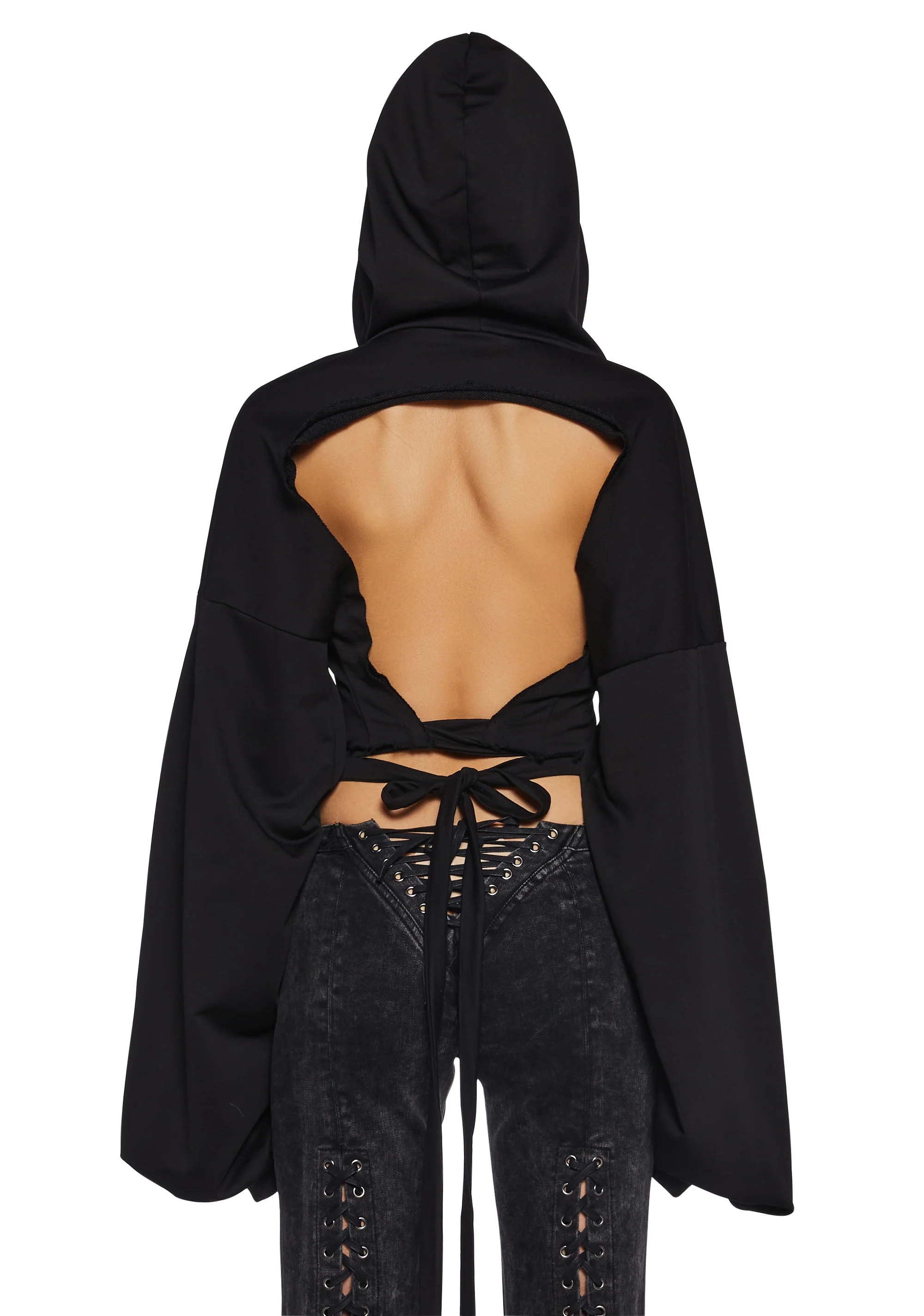 Chord Backless Cropped Hoodie - Image 4