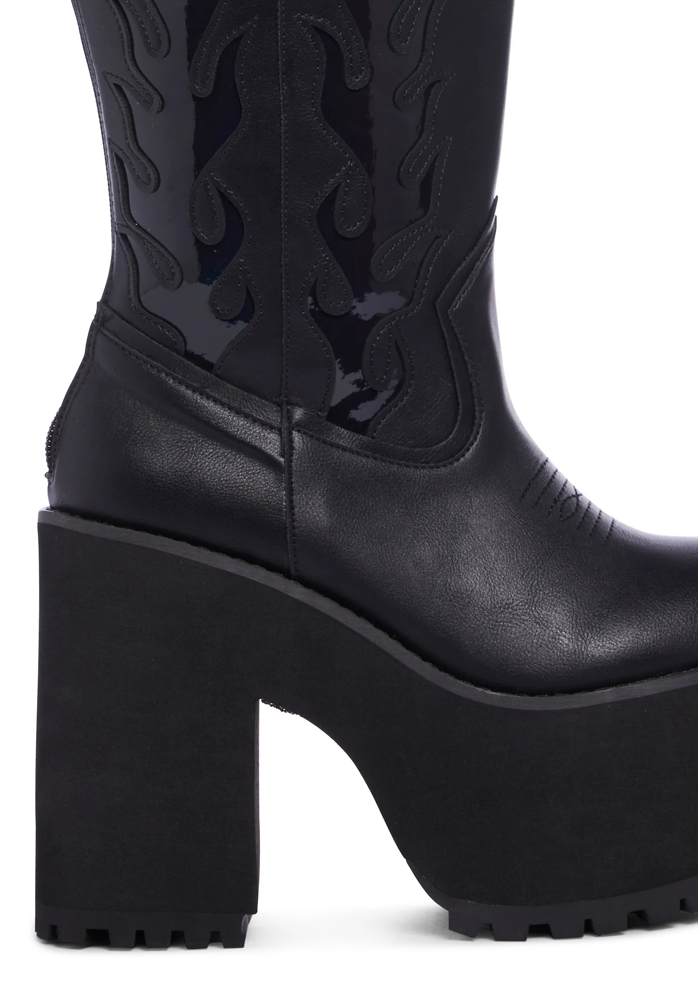 Bad B Flame Cowboy Boots - Black - Image 2
