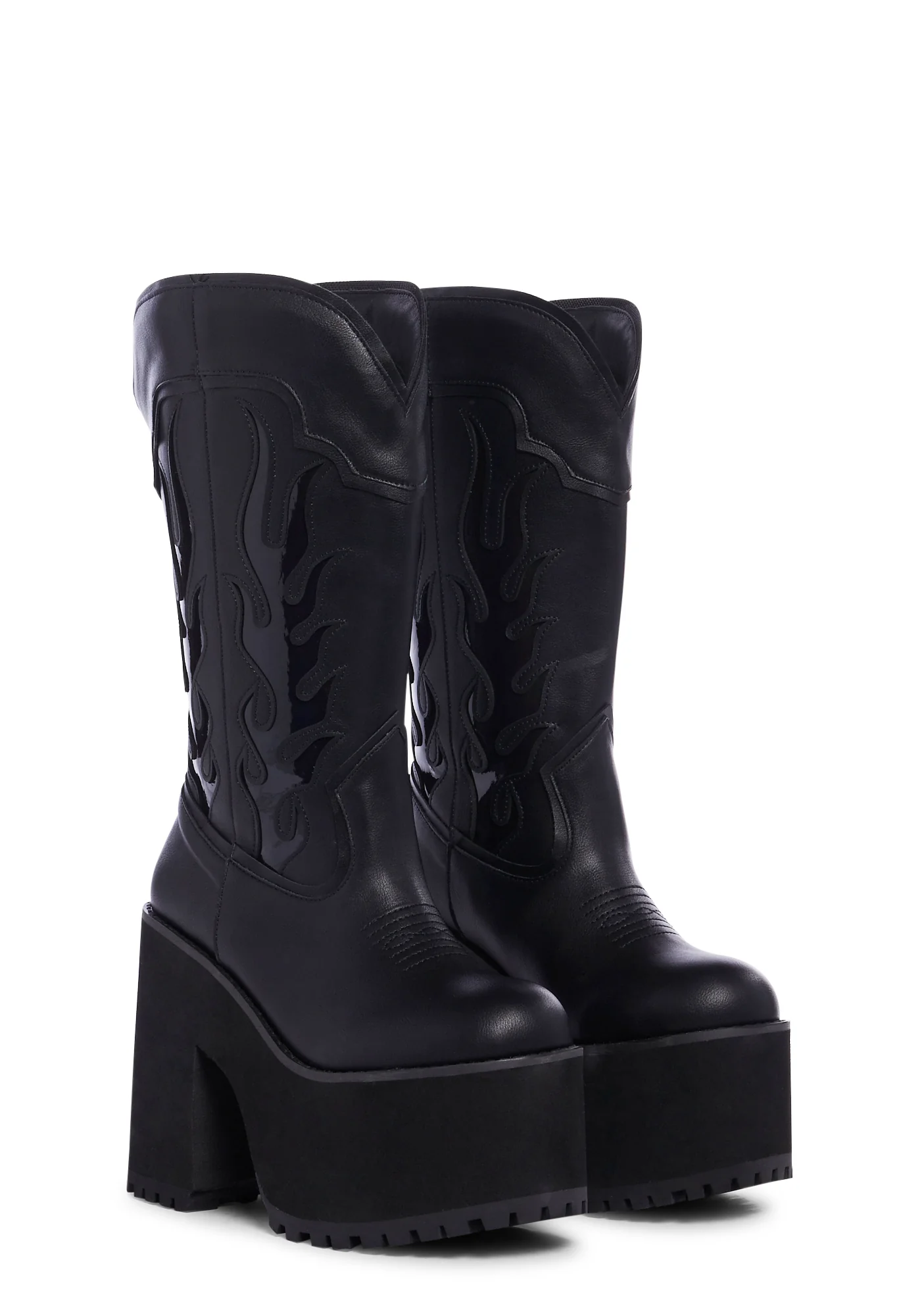 Bad B Flame Cowboy Boots - Black - Image 3