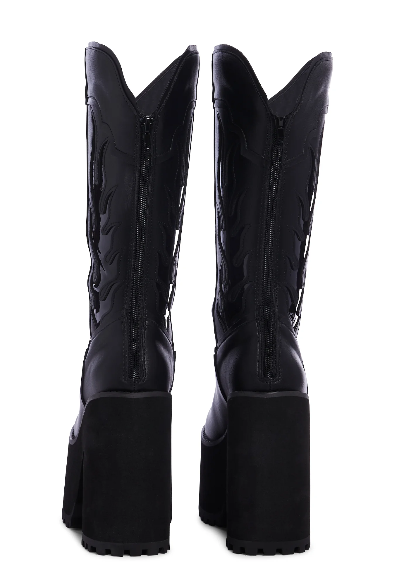 Bad B Flame Cowboy Boots - Black - Image 4
