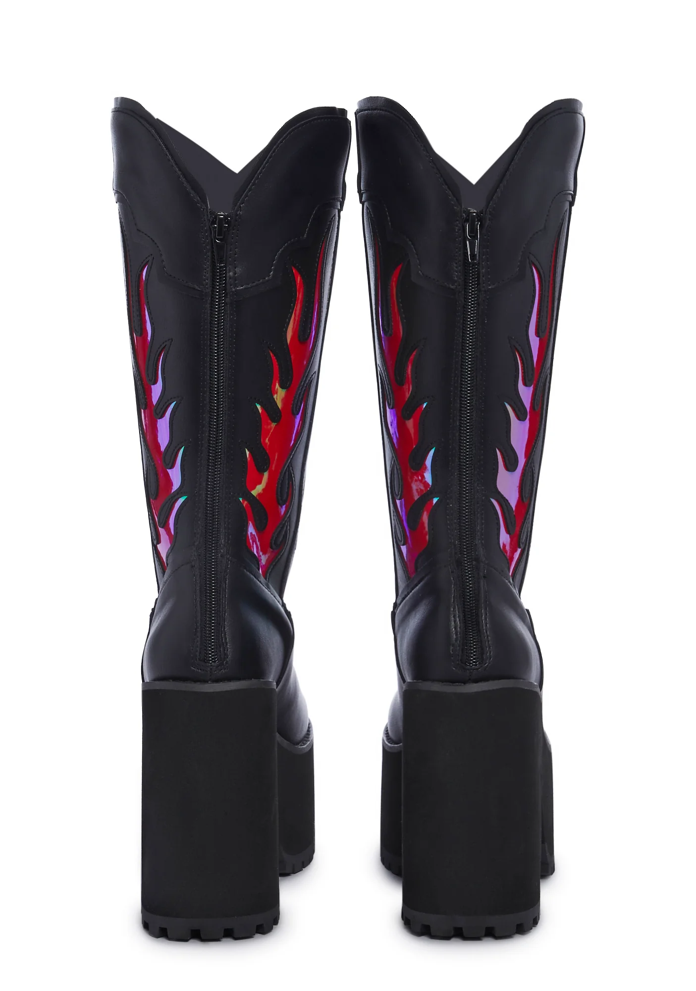 Bad B Flame Cowboy Boots - Black/Red - Image 4