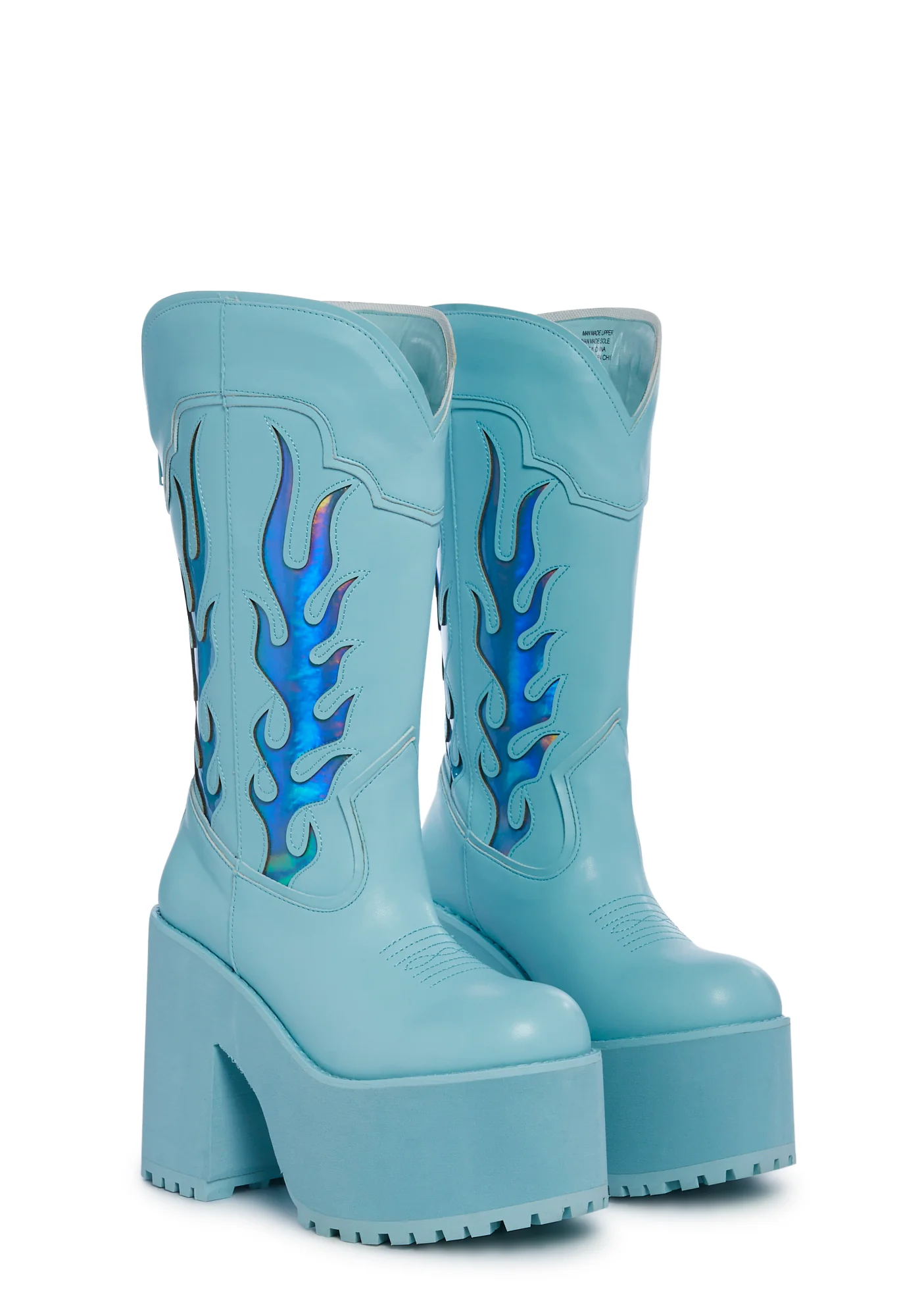 Bad B Flame Cowboy Boots - Blue - Image 3
