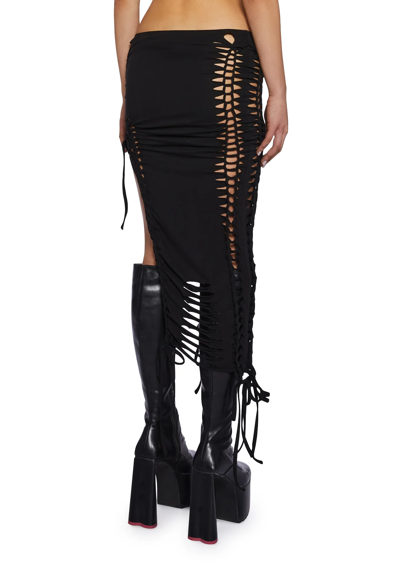 Bad Habits Midi Skirt-Black - Image 4