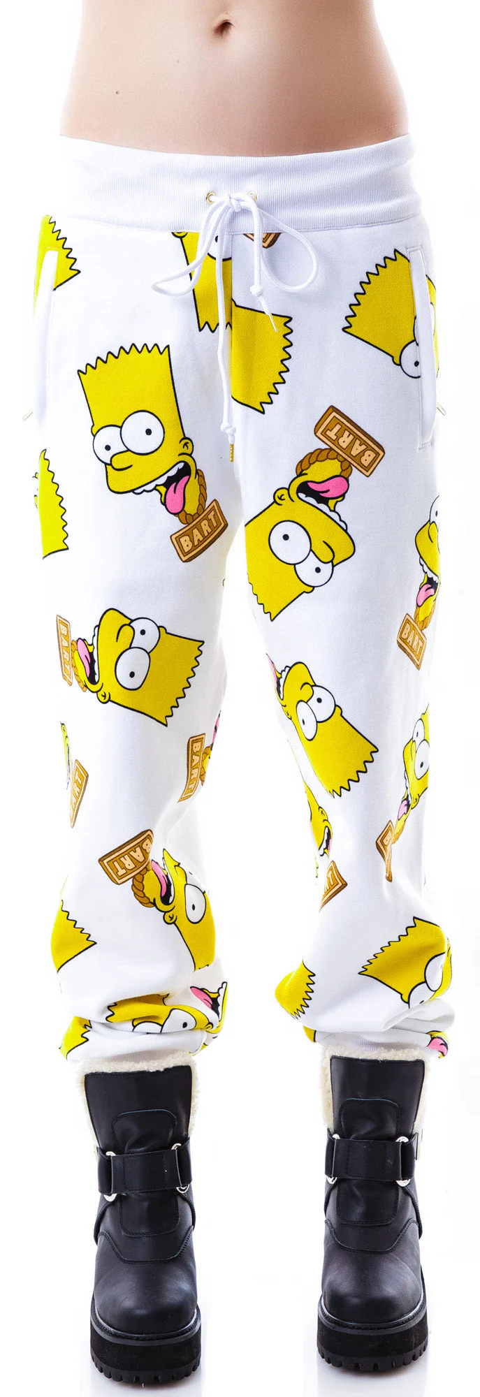 Bart Face Sweat Pants - White - Image 5