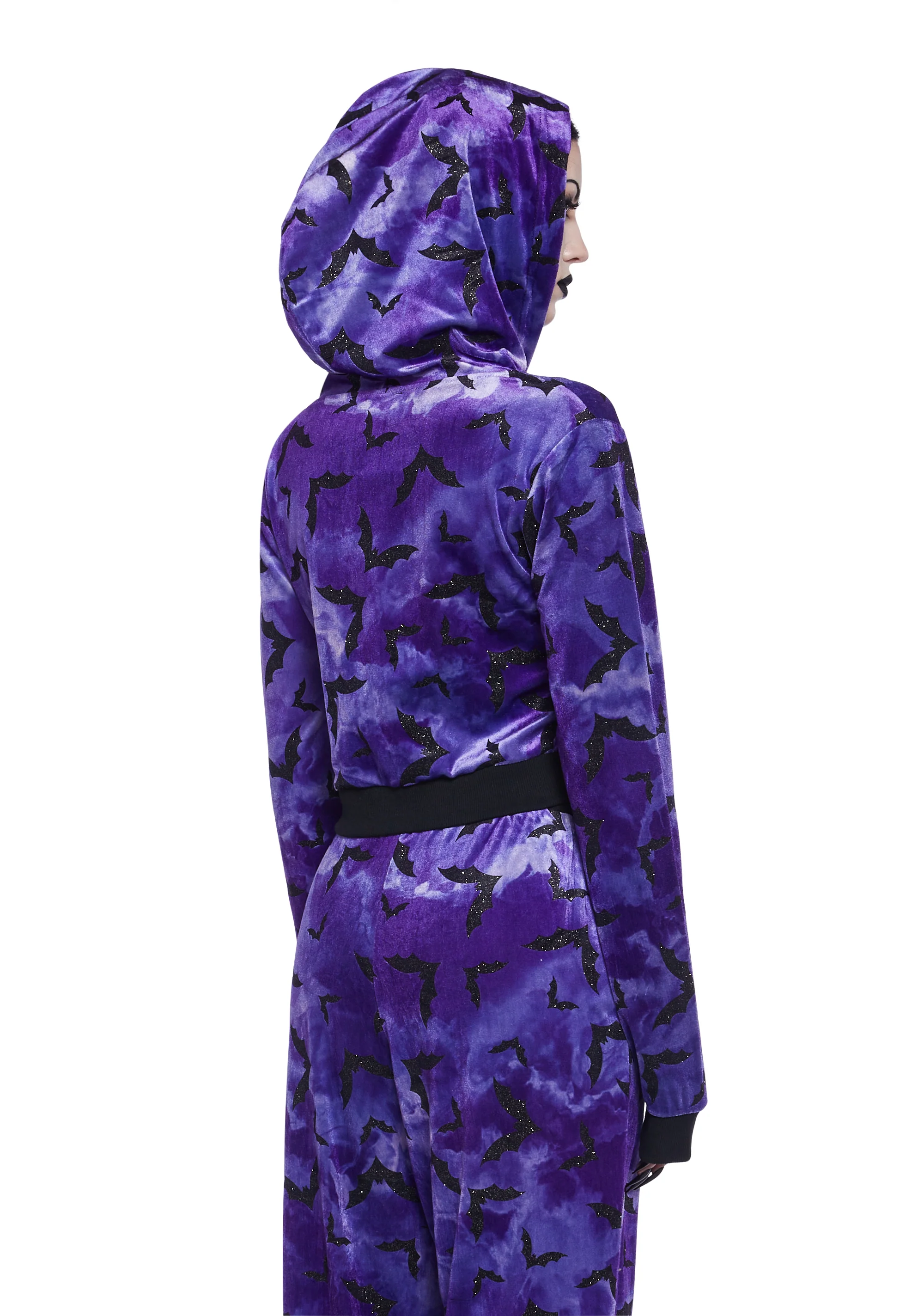 Bat Behavior Cropped Hoodie - Purple - Image 4