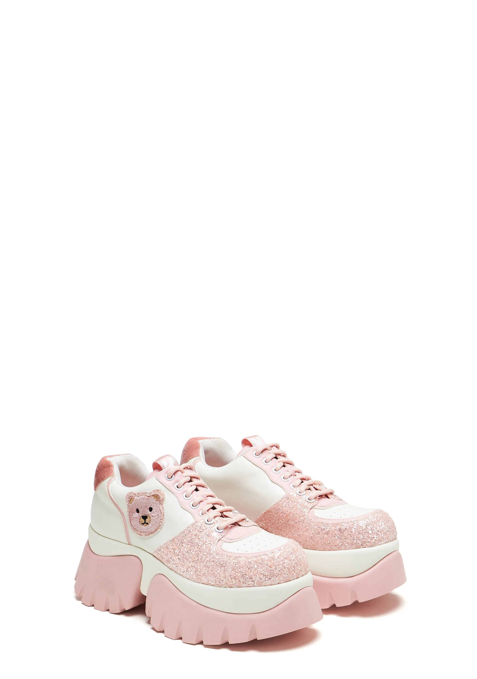Bear Blushes Chunky Glitter Trainers - Pink - Image 2