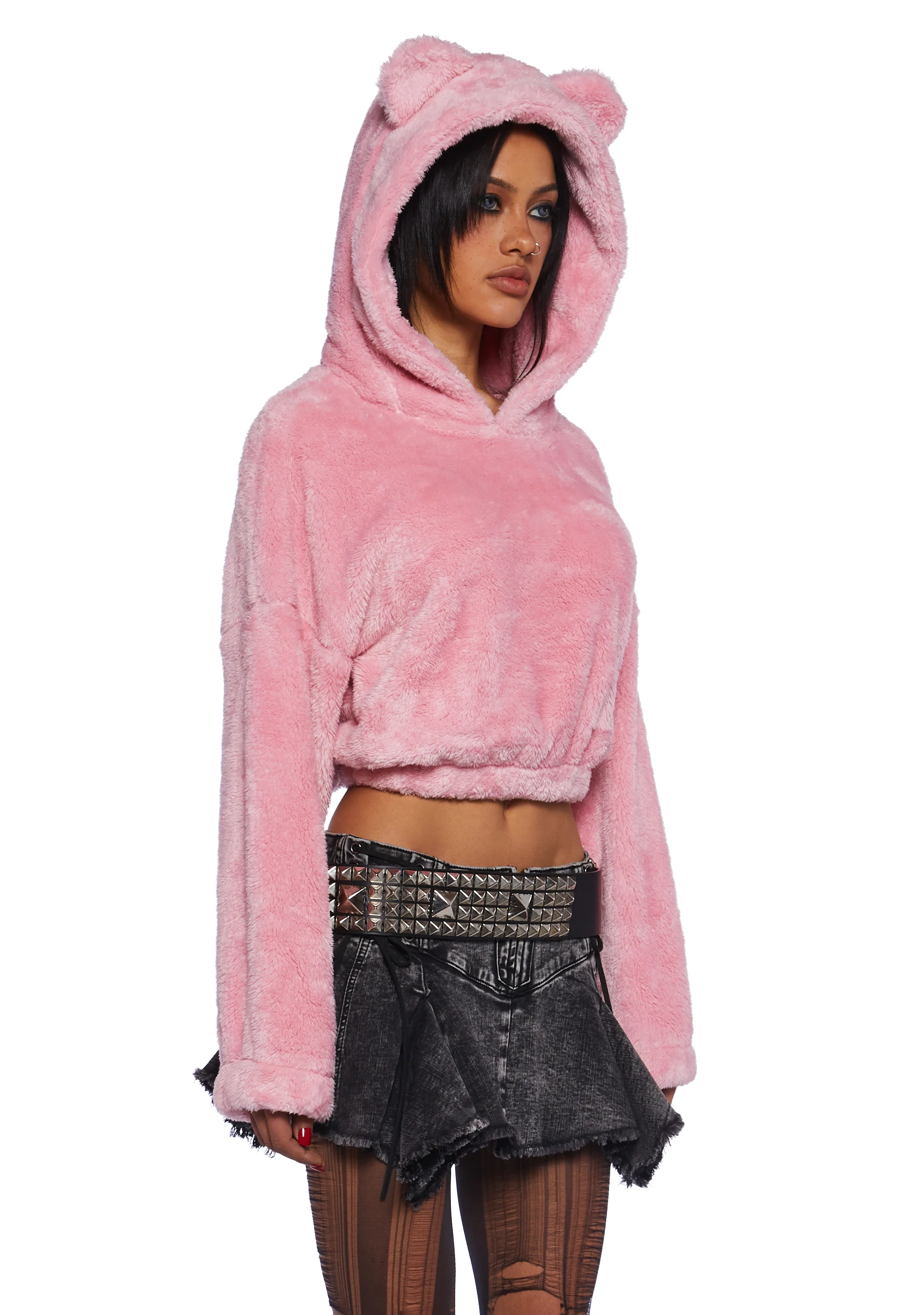Bear It All Faux Fur Hoodie - Pink - Image 3