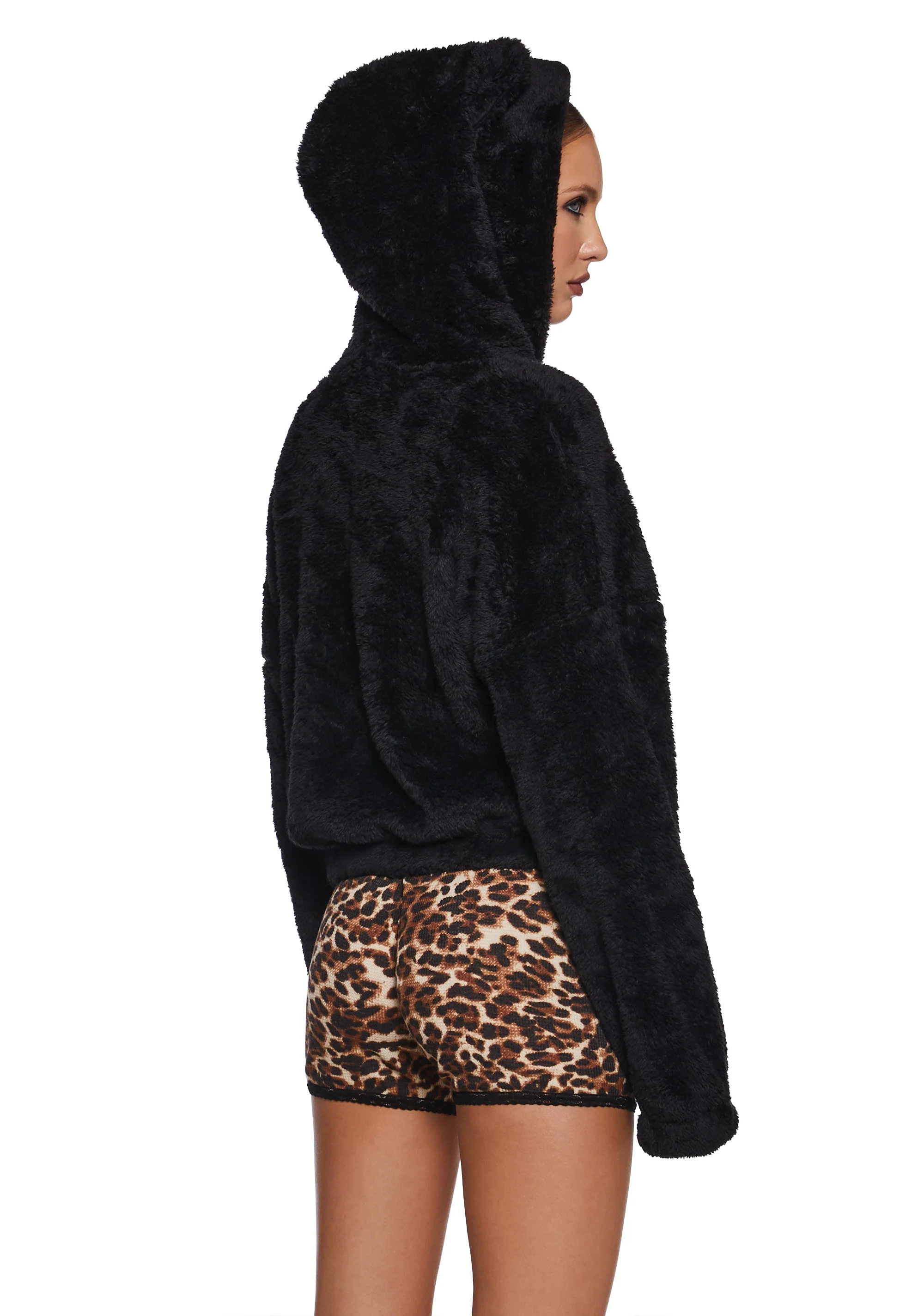 Bear It All Faux Fur Hoodie - Black - Image 4