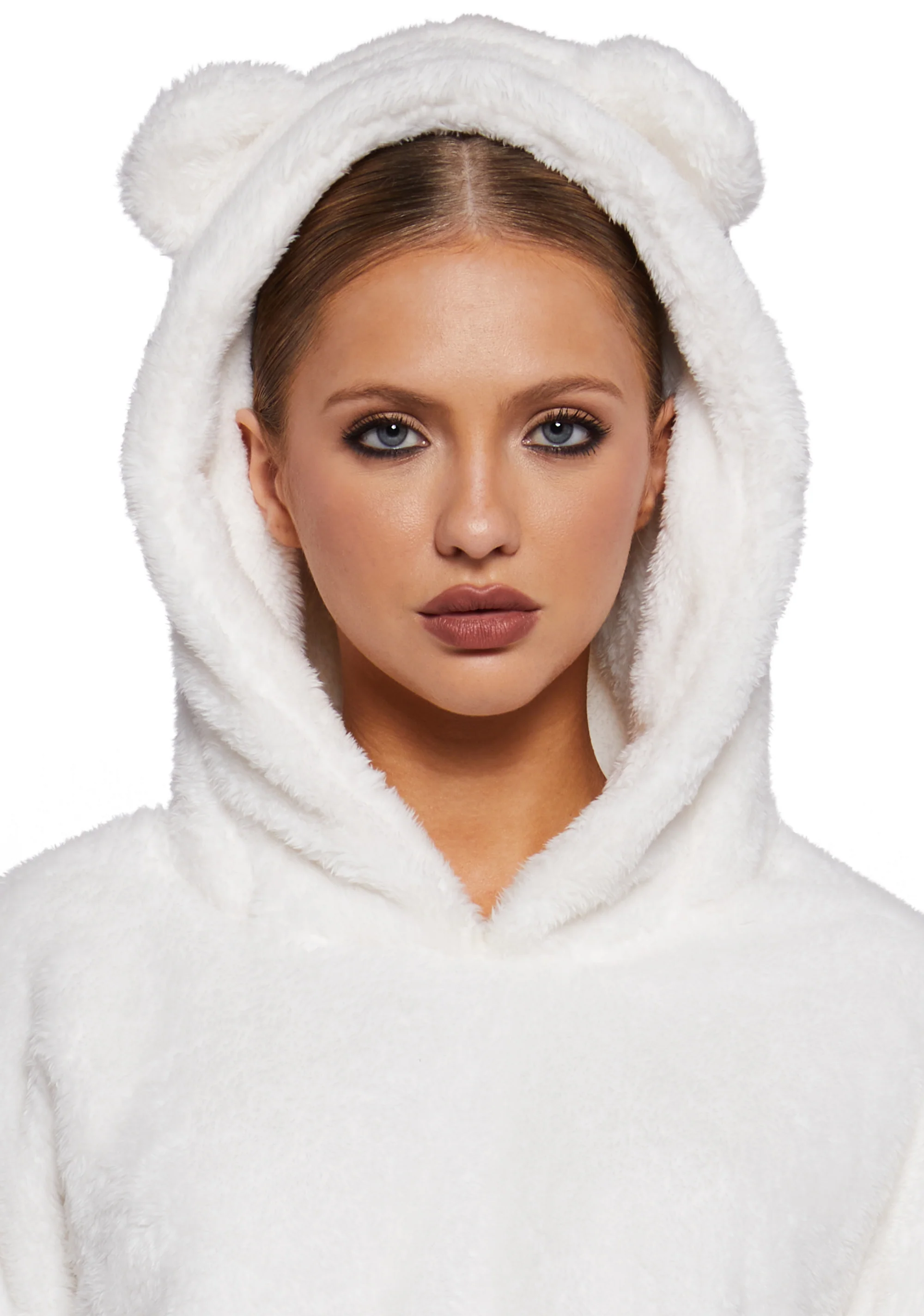 Bear It All Faux Fur Hoodie - White - Image 5