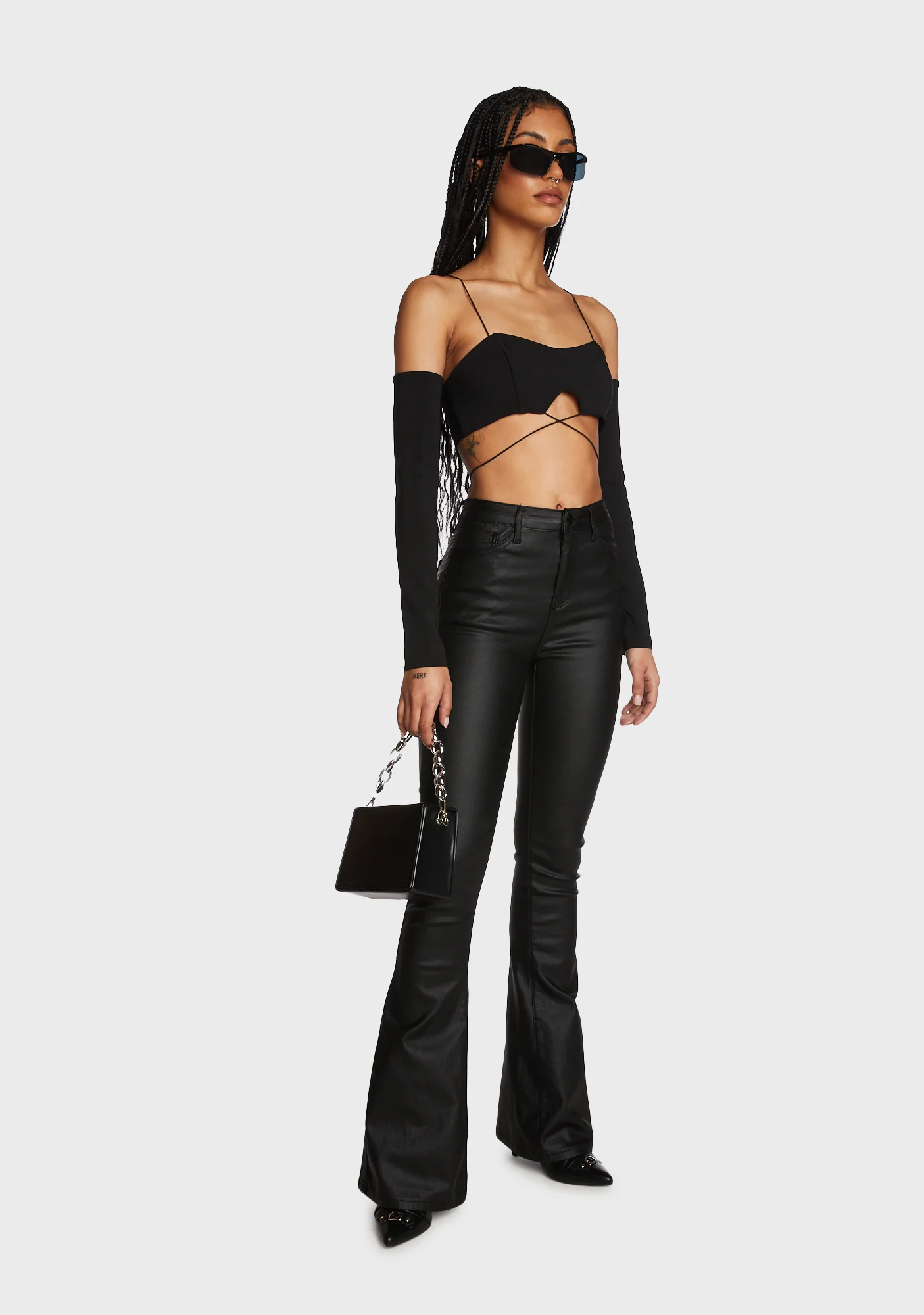Beatrix Separate Sleeves Crossed Crop Top - Image 2