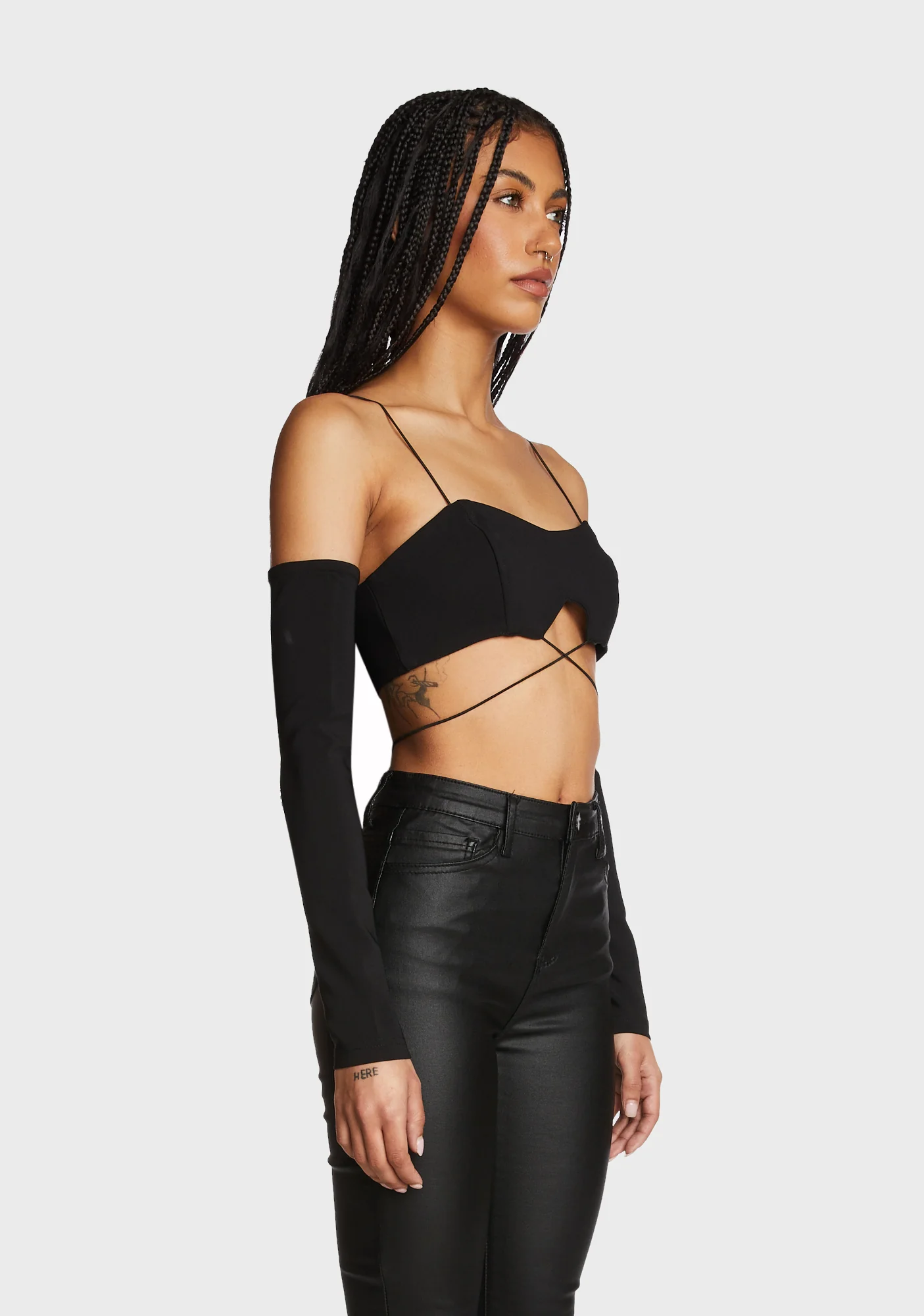 Beatrix Separate Sleeves Crossed Crop Top - Image 3