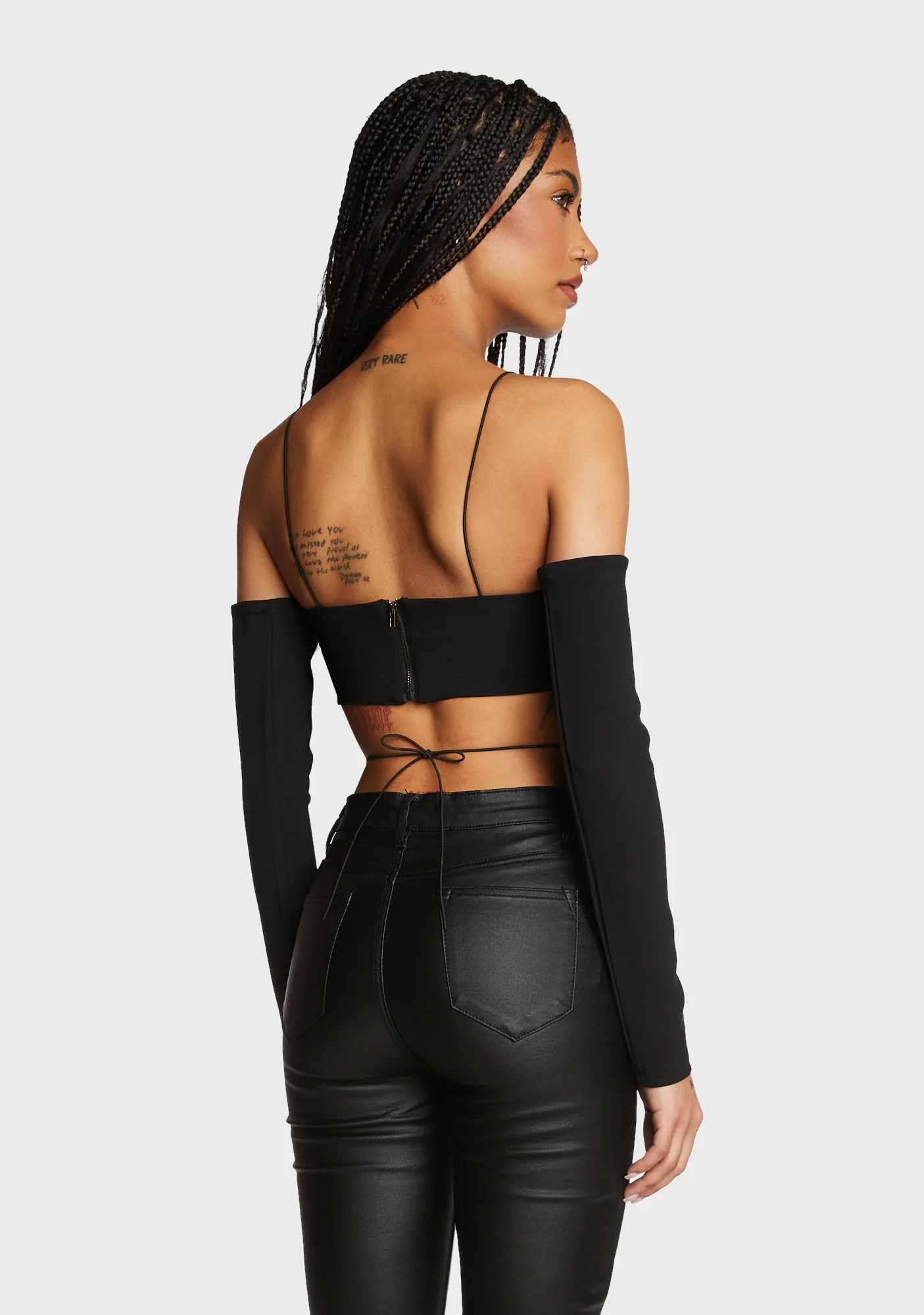 Beatrix Separate Sleeves Crossed Crop Top - Image 4