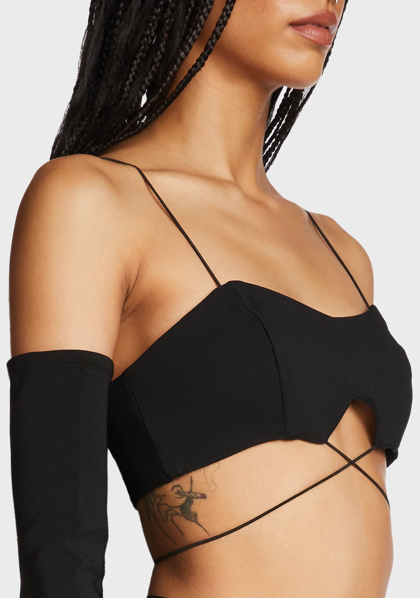 Beatrix Separate Sleeves Crossed Crop Top - Image 5