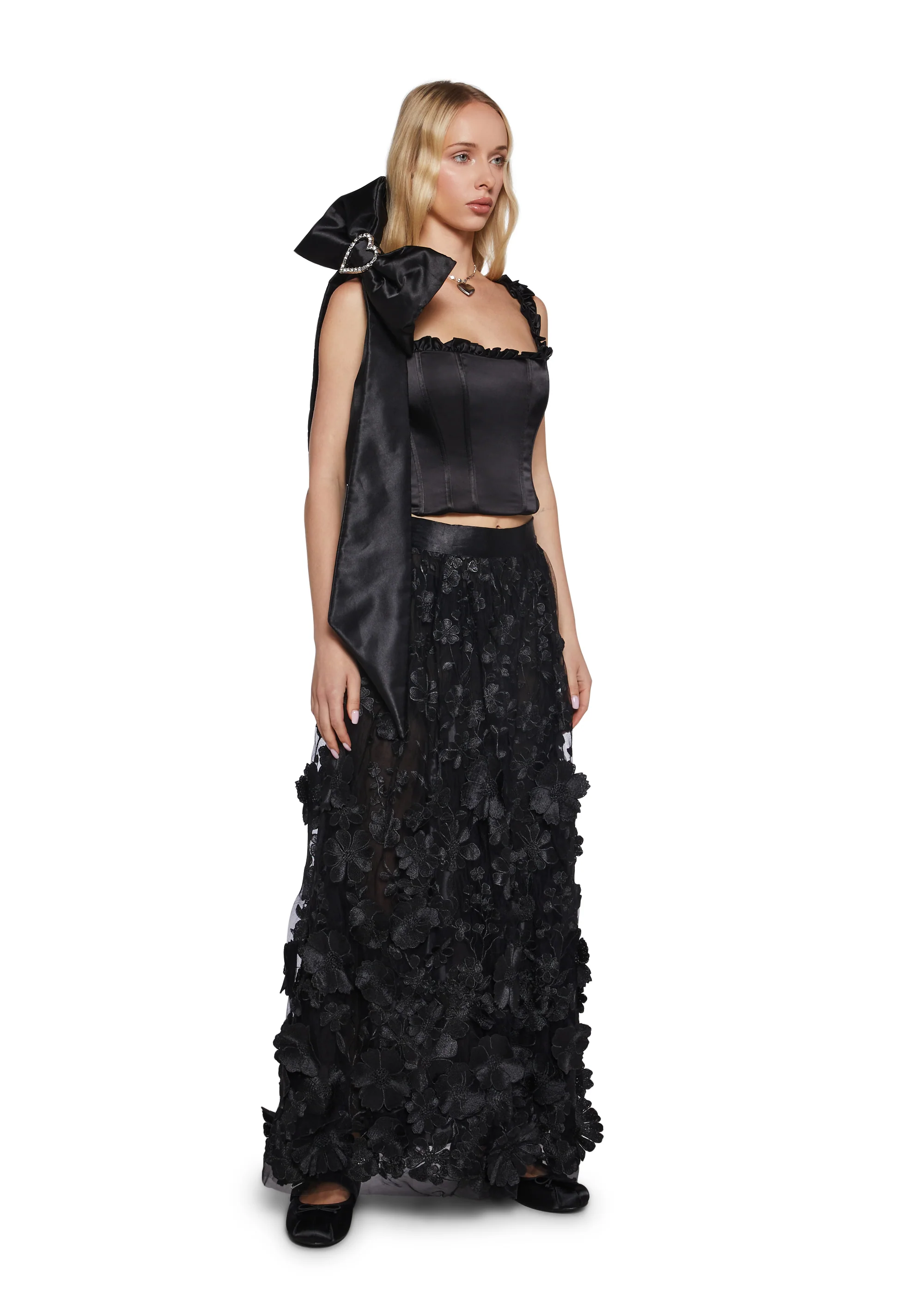 Floral Dreams Maxi Skirt - Black - Image 2